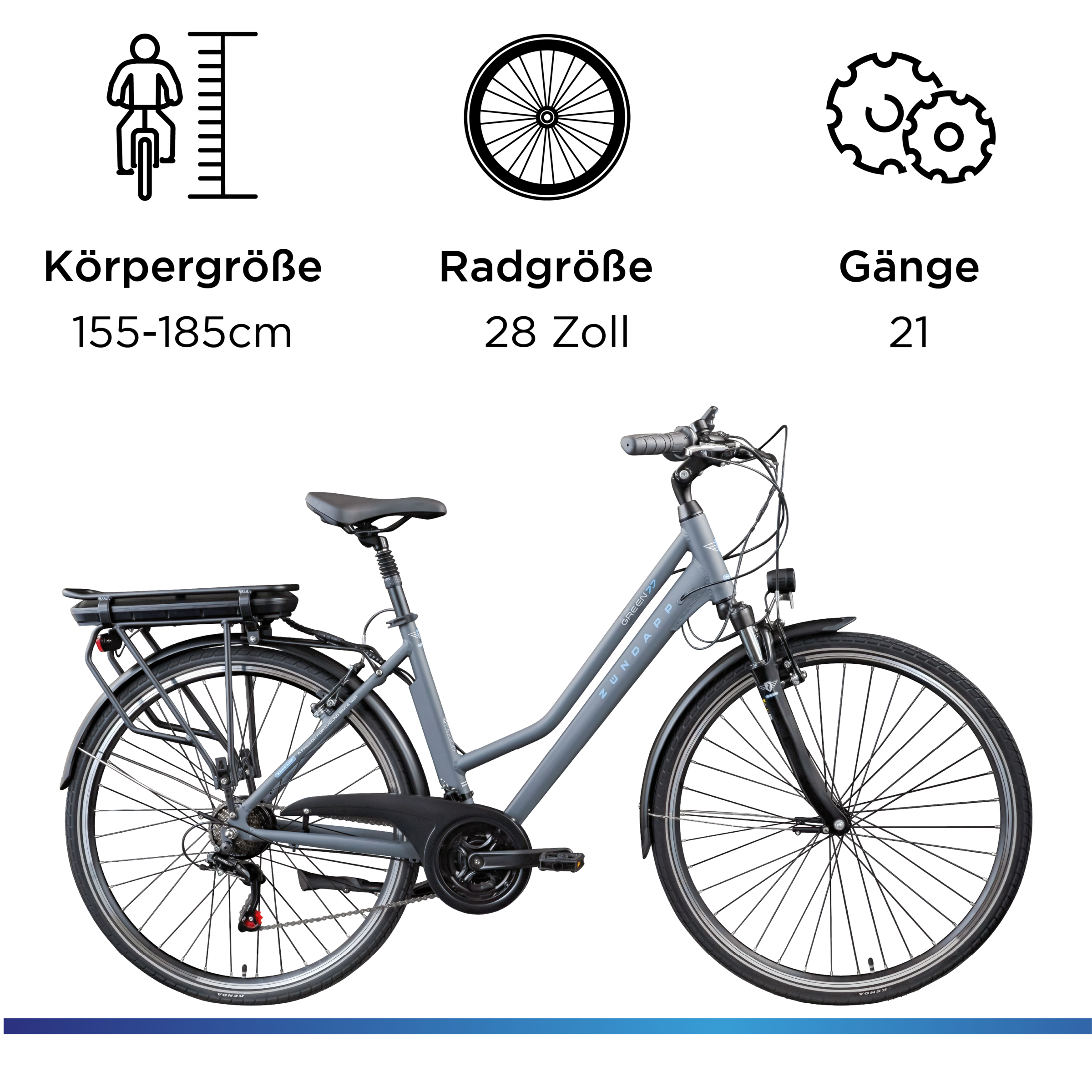 Zündapp »Green 7.7 Damen« 21 Gang Shimano Tourney Schaltwerk Kettenschaltung Heckmotor 250 W Pedelec, Elektrofahrrad für Damen