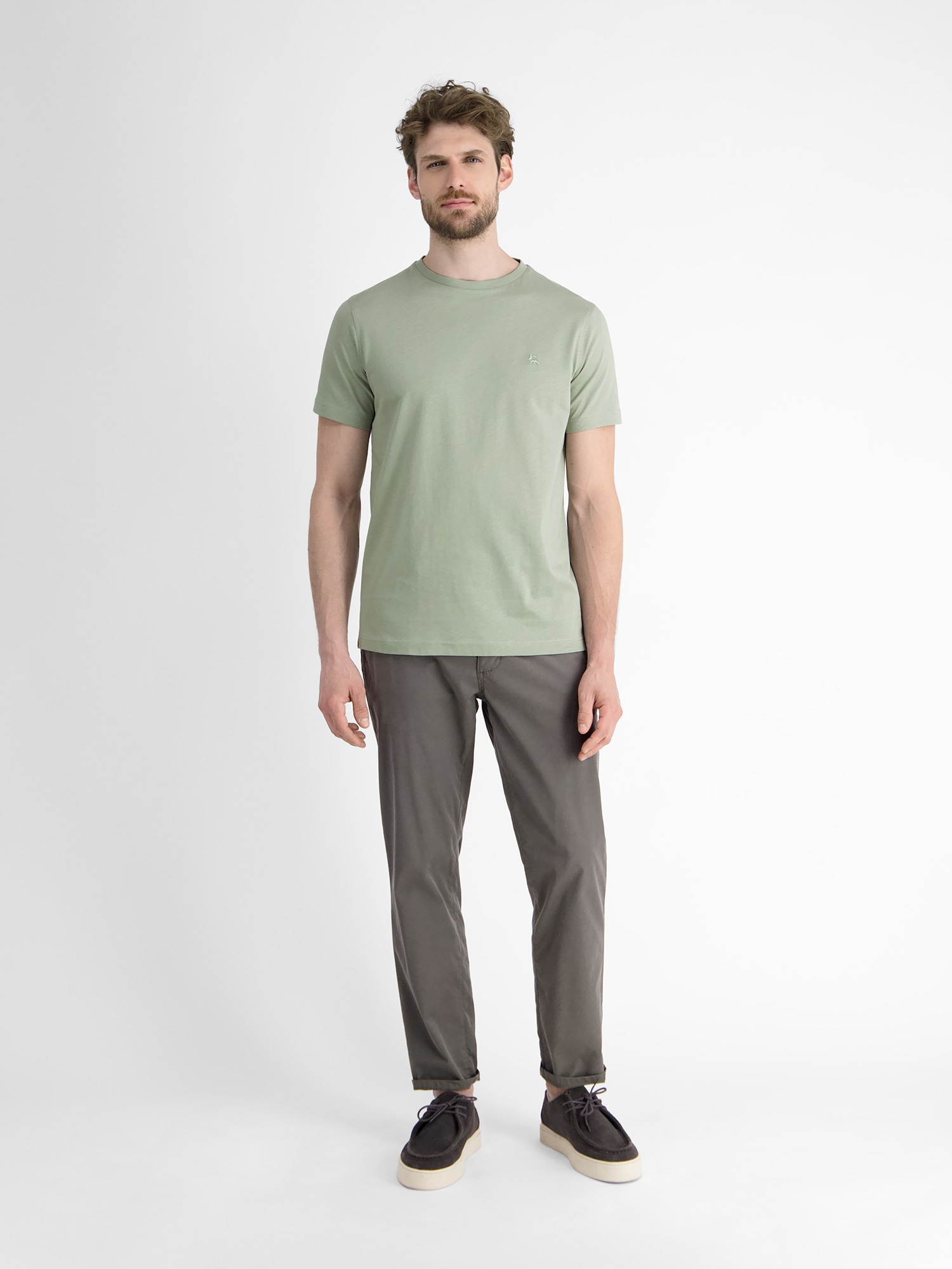 LERROS T-Shirt »LERROS Basic T-Shirt mit Logostitch, unifarben«