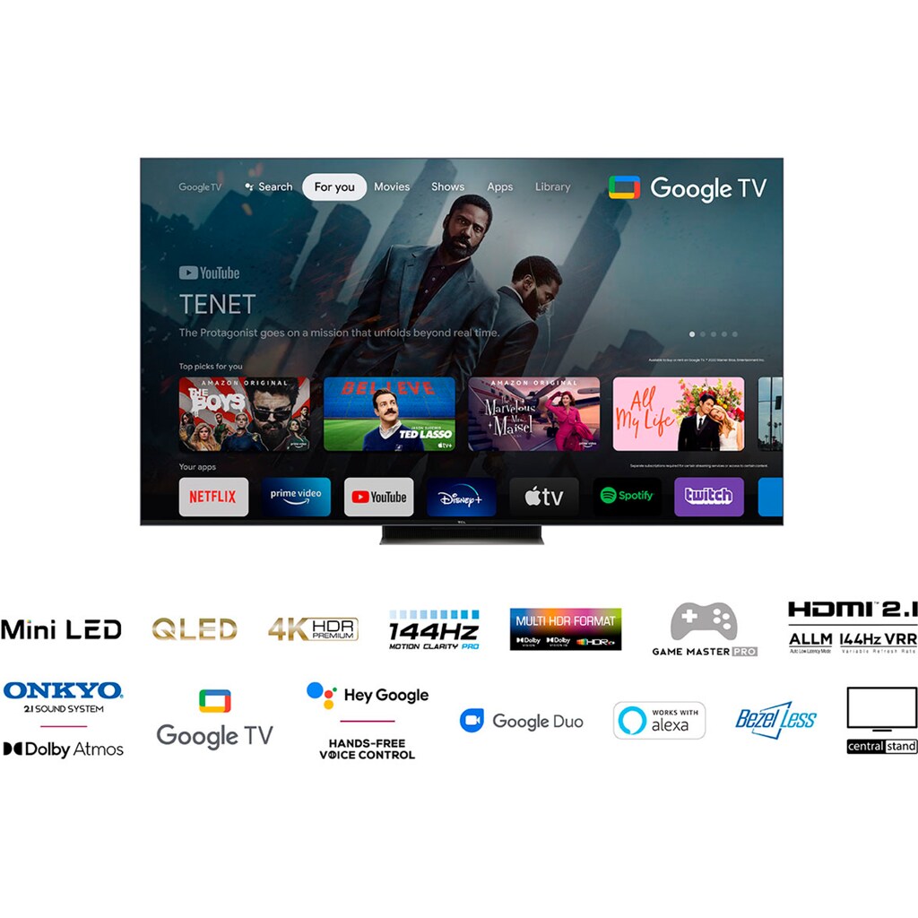 TCL QLED Mini LED-Fernseher »65C831X2«, 164 cm/65 Zoll, 4K Ultra HD, Google TV-Smart-TV