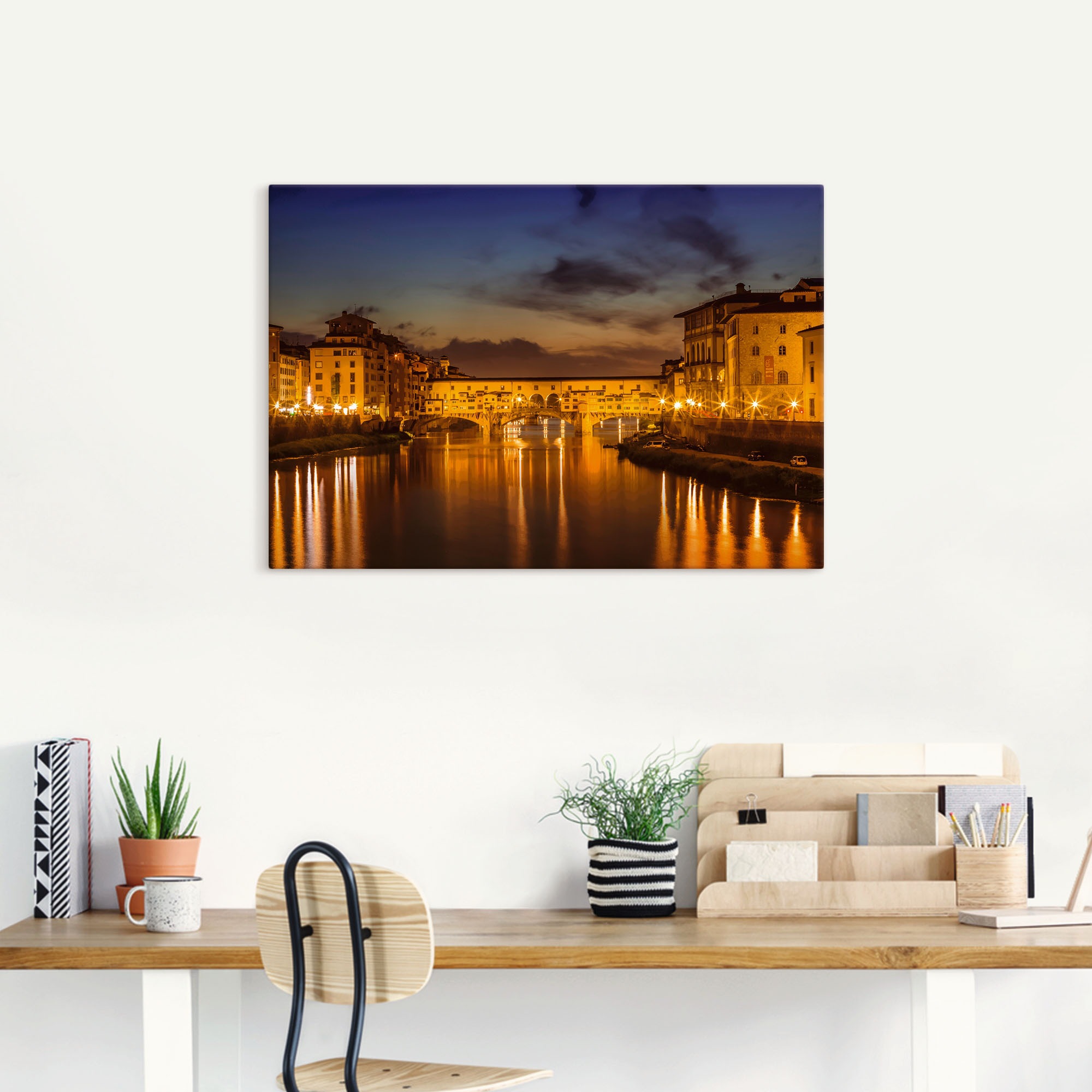Artland Wandbild »FLORENZ Ponte Vecchio am Abend«, Florenz, (1 St.), als Alubild, Outdoorbild, Leinwandbild in verschied. Größen