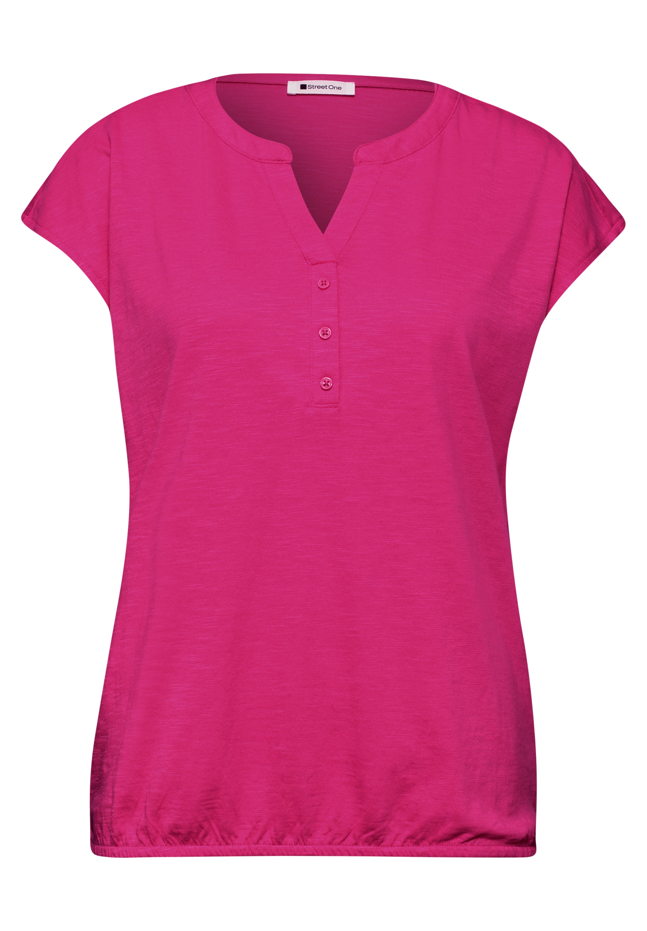 STREET ONE Shirttop Sommershirt mit Split Neck