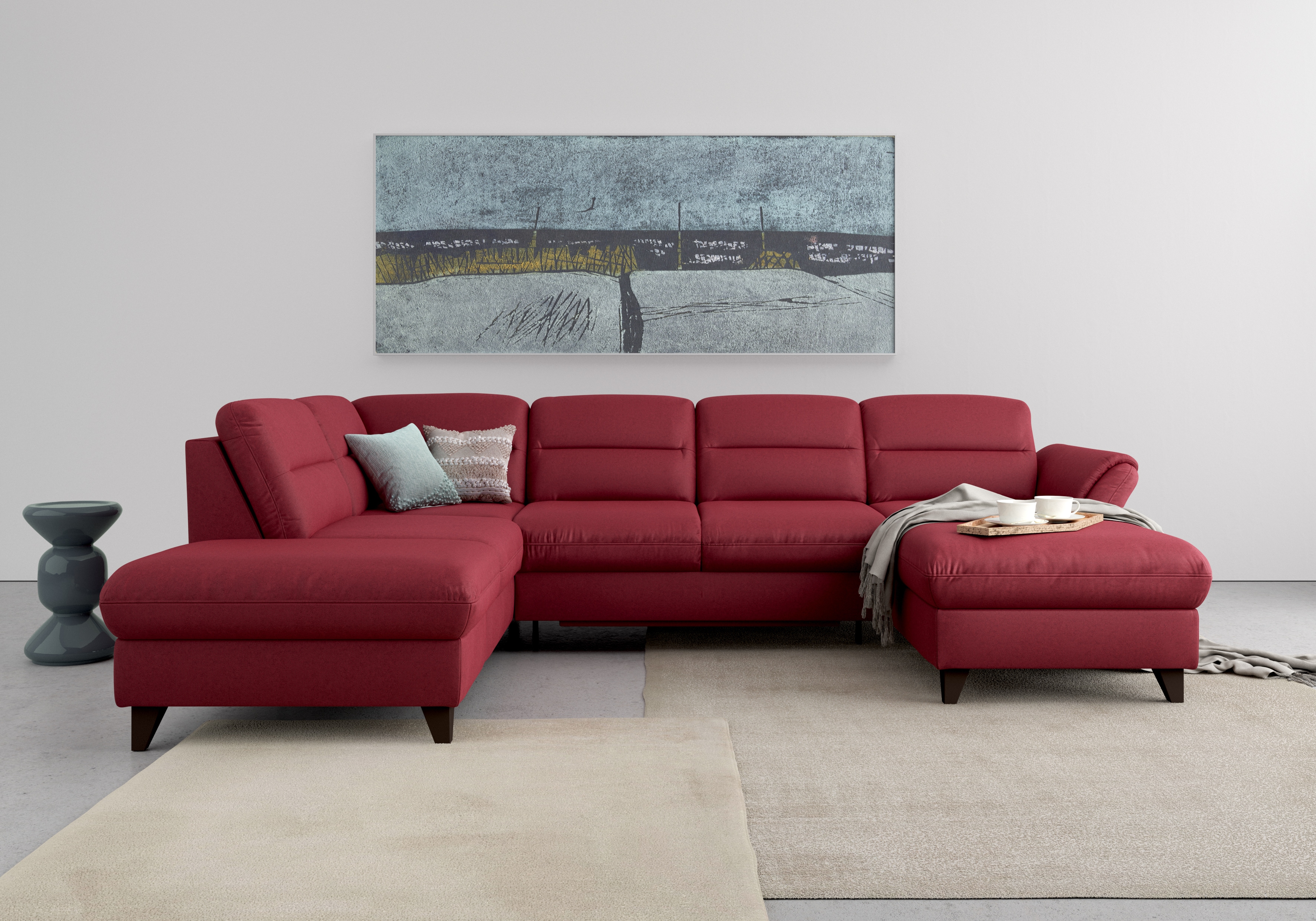 sit&more Wohnlandschaft "Mellum U-Form" Federkern, wahlweise mit Schlaffunktion, Stauraum und Armteilfunktion