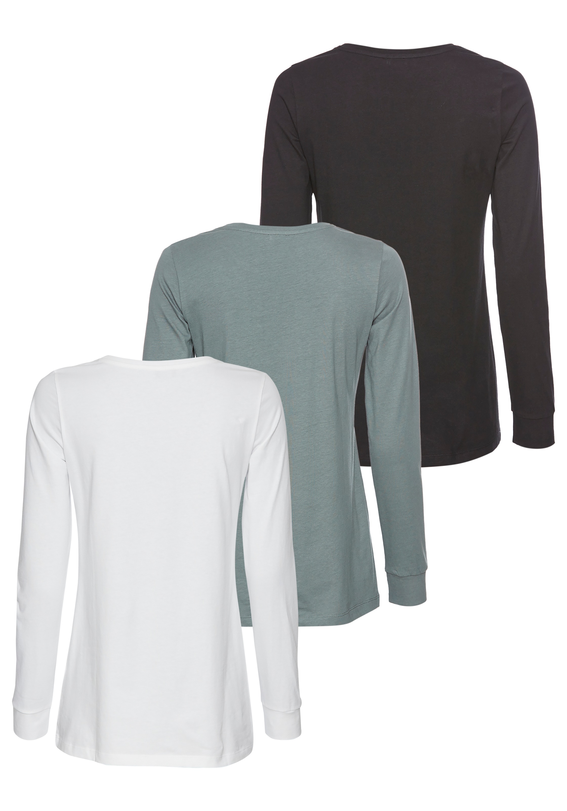 Laura Scott Langarmshirt, (3-er Pack), mit Bündchen am Ärmelabschluss - NEUE KOLLEKTION