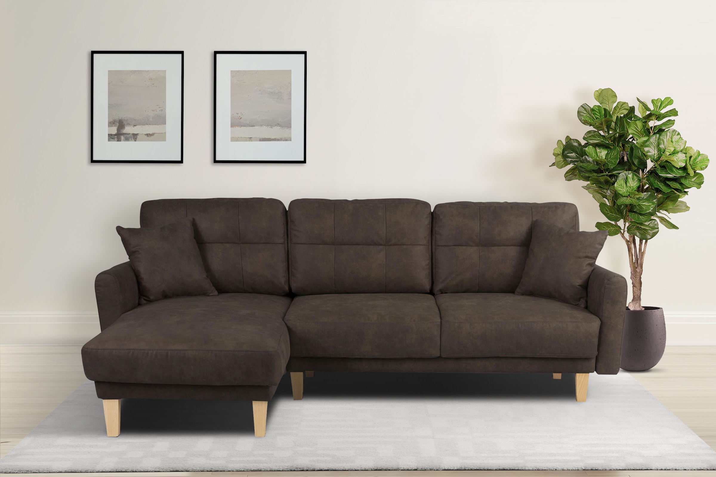 Home affaire Ecksofa »TRIPLO optionale Schlafsofa mit Bettkasten, Maße B/T/H: 234/164/89 cm« L-Form wahlweise mit Bettfunktion - Liegefläche 132x210 cm