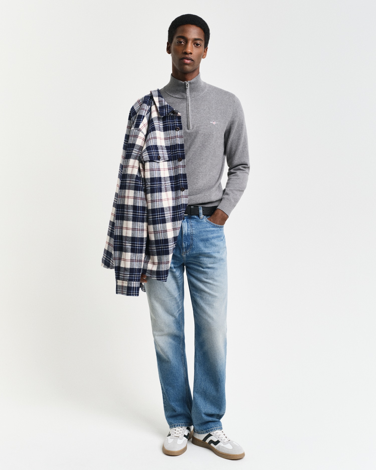 Gant Troyer »CLASSIC COTTON HALF ZIP«, mit gerippten Details