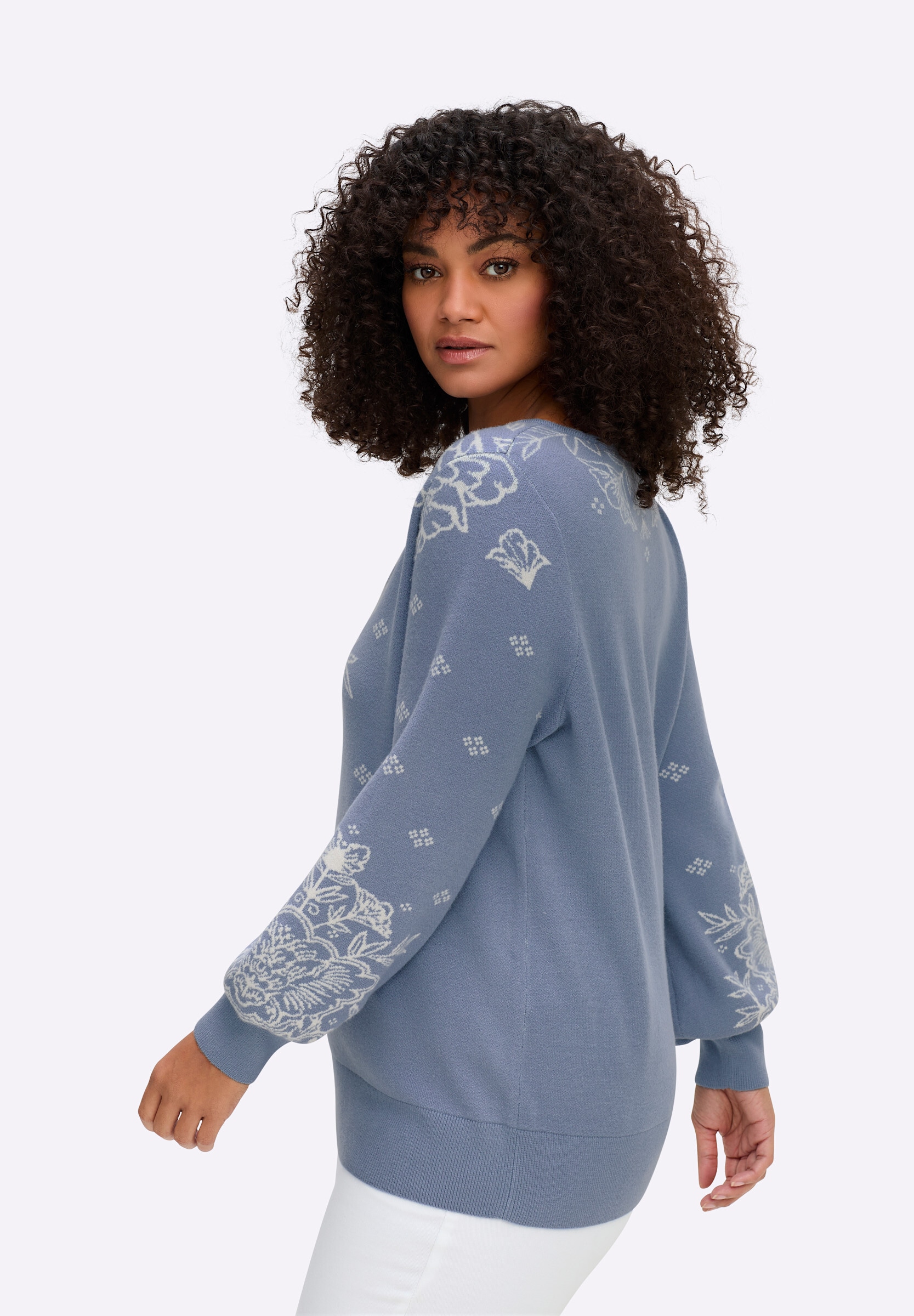 sheego by Joe Browns Strickpullover »Pullover Jacquardpullover mit Blüten«