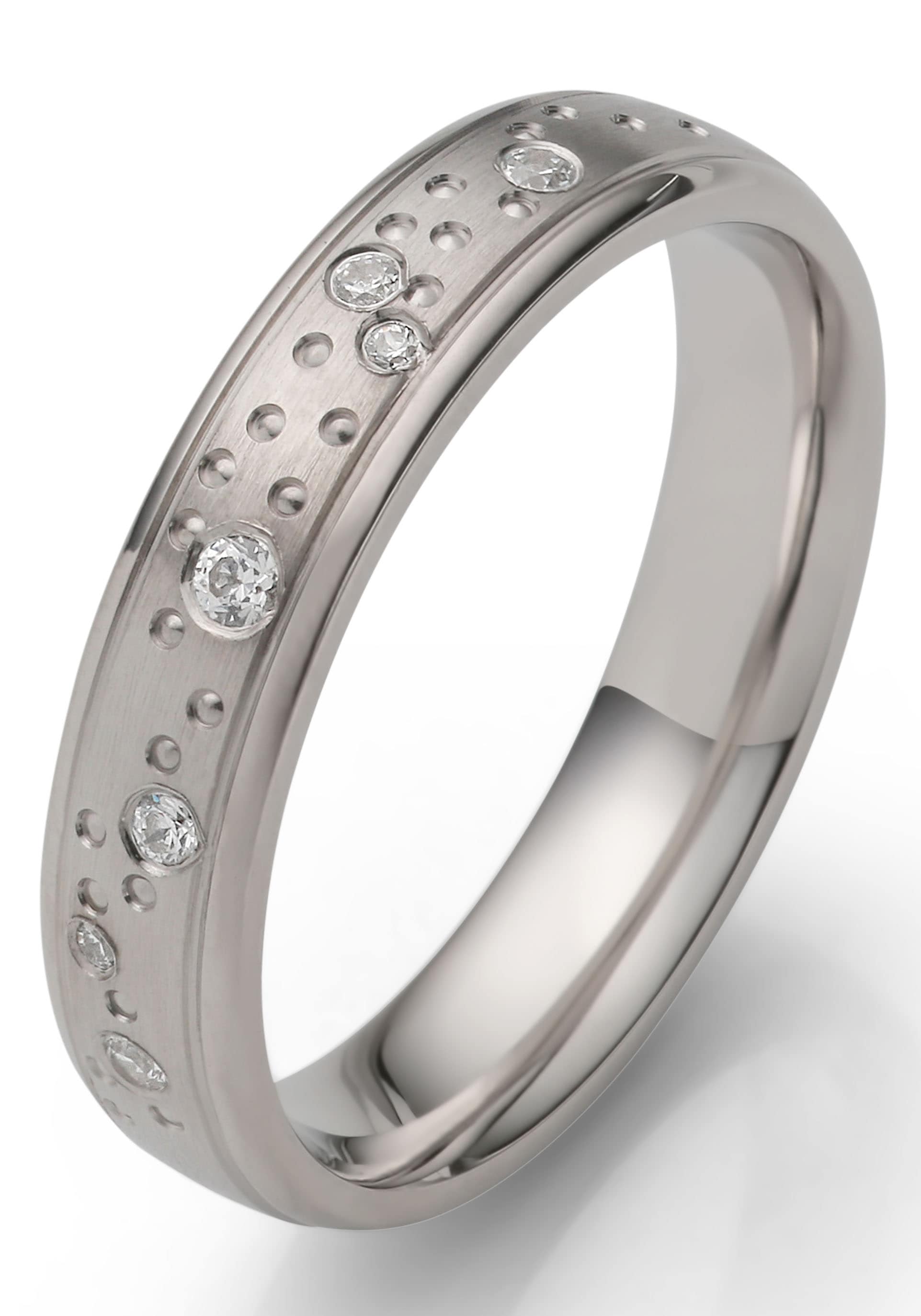 Firetti Trauring »Schmuck Geschenk Hochzeit Ehering "LIEBE"« Made in Germany - wahlweise mit oder ohne Zirkonia (synth.)