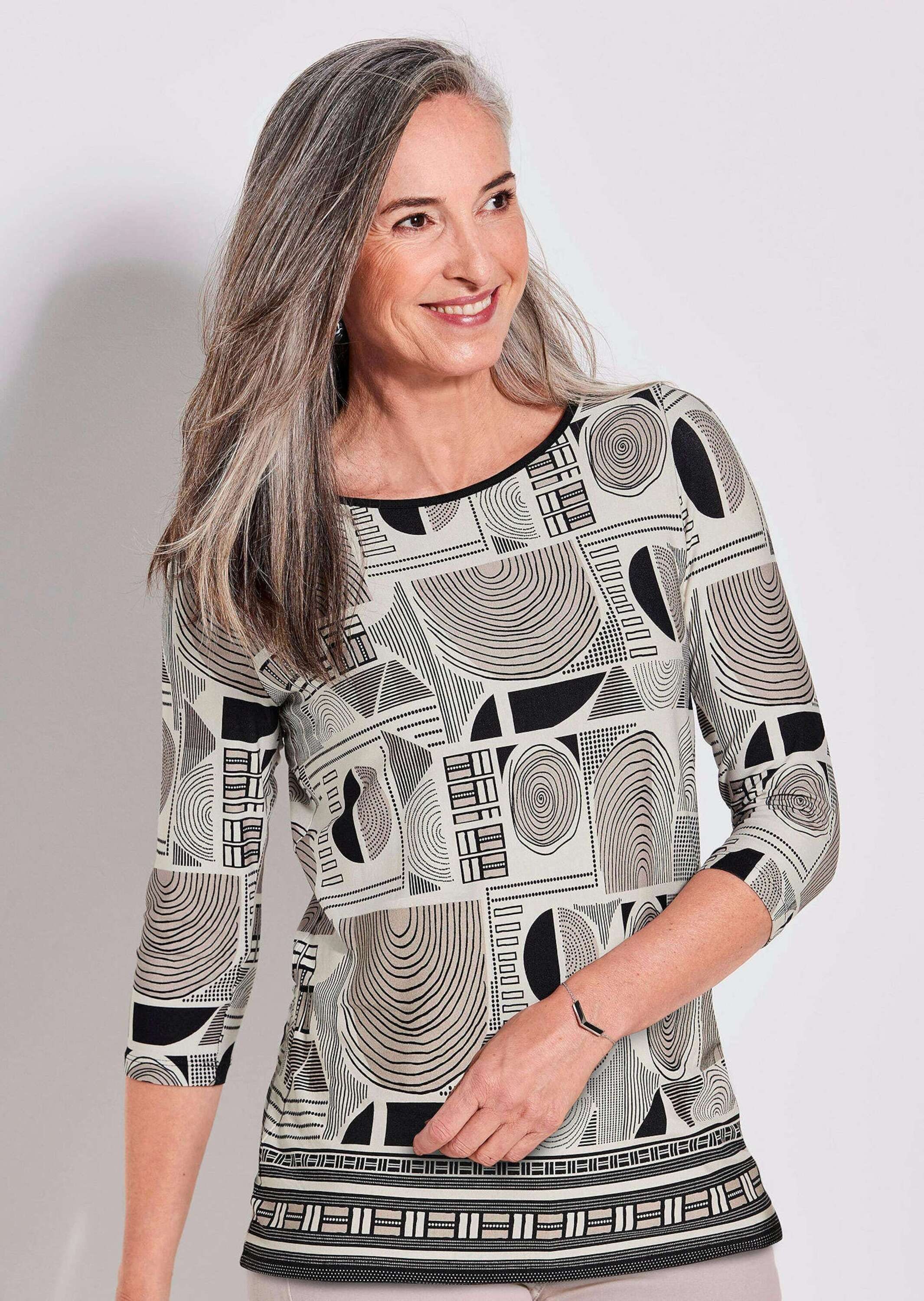 GOLDNER Kurzarmshirt »Kurzgröße Elegantes Oberteil mit Allover-Muster« Sonstige