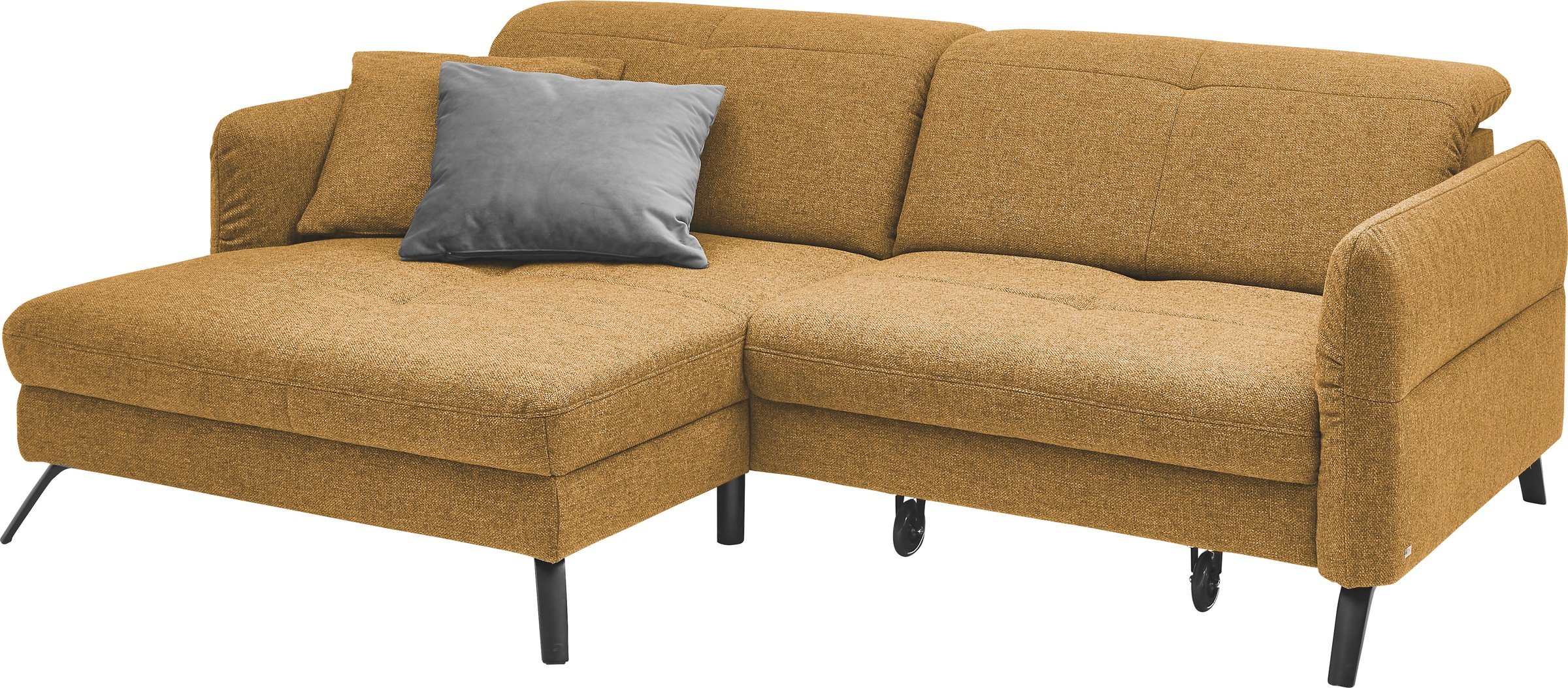 set one by Musterring Ecksofa »SO 4400 V« wahlweise mit motorischer Bettfunktion & Kopfverstellung, Fuß schwarz