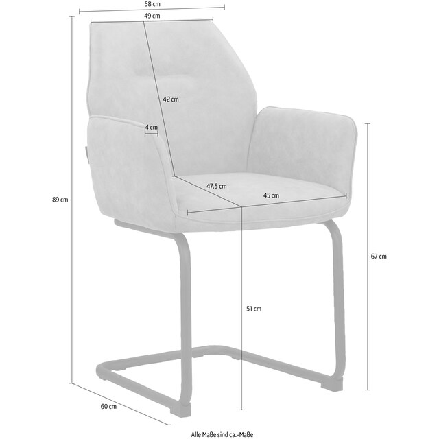 Places of Style Armlehnstuhl »Ginevra«, 2 St., Microfaser, Sitz und Rücken  gepolstert, mit Gestell aus Metall, Sitzhöhe 51 cm kaufen bei OTTO