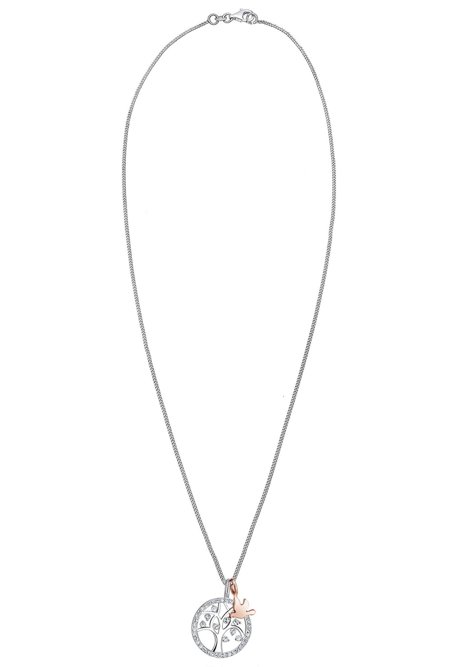 Elli Premium Silberkette »Halskette Lebensbaum Glas Kristalle 925 Sterling Silber Bicolor«