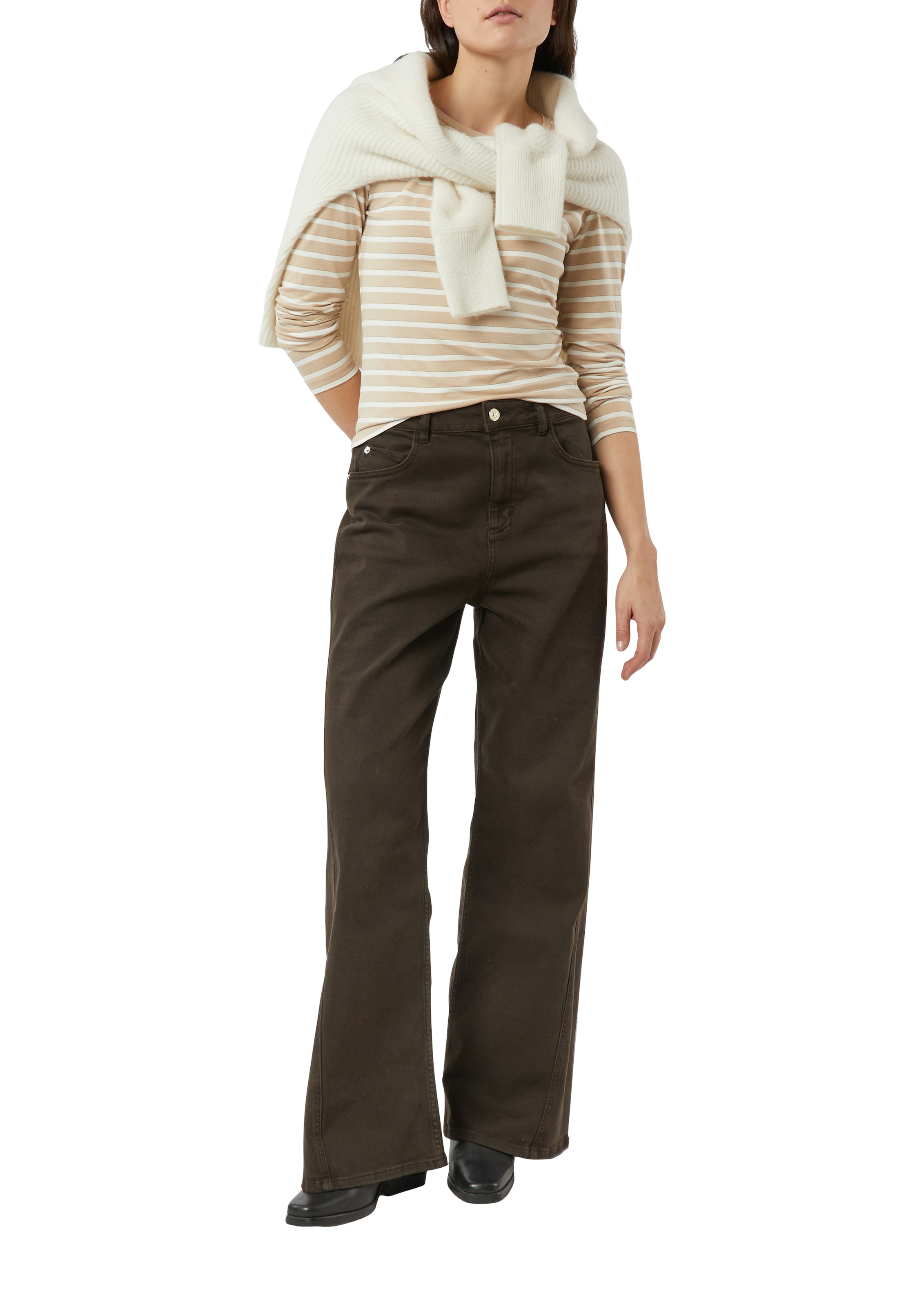 Comma Langarmshirt geringelt, mit Glitzer-Fäden