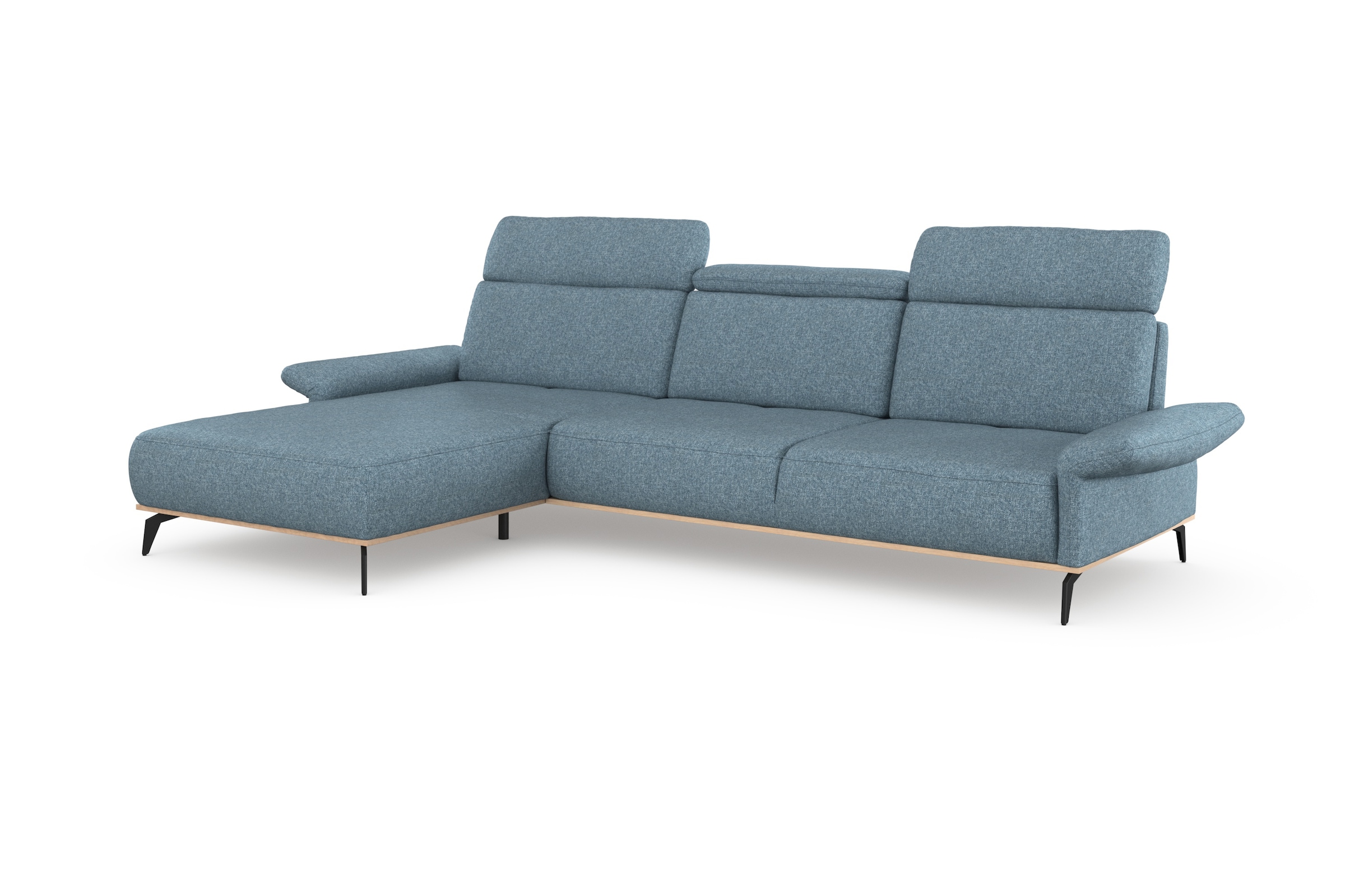 Places of Style Ecksofa »Fjord L-Form«, massiv, wahlweise mit Armlehnfunktion, Kopf- Sitztiefenverstellung
