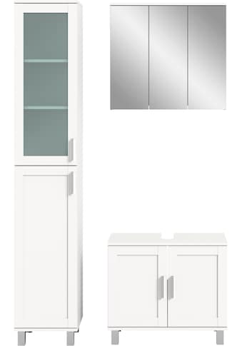 Badmöbel-Set, (3 St.), bestehend aus Hochschrank, Waschbeckenunterschrank, Spiegelschrank