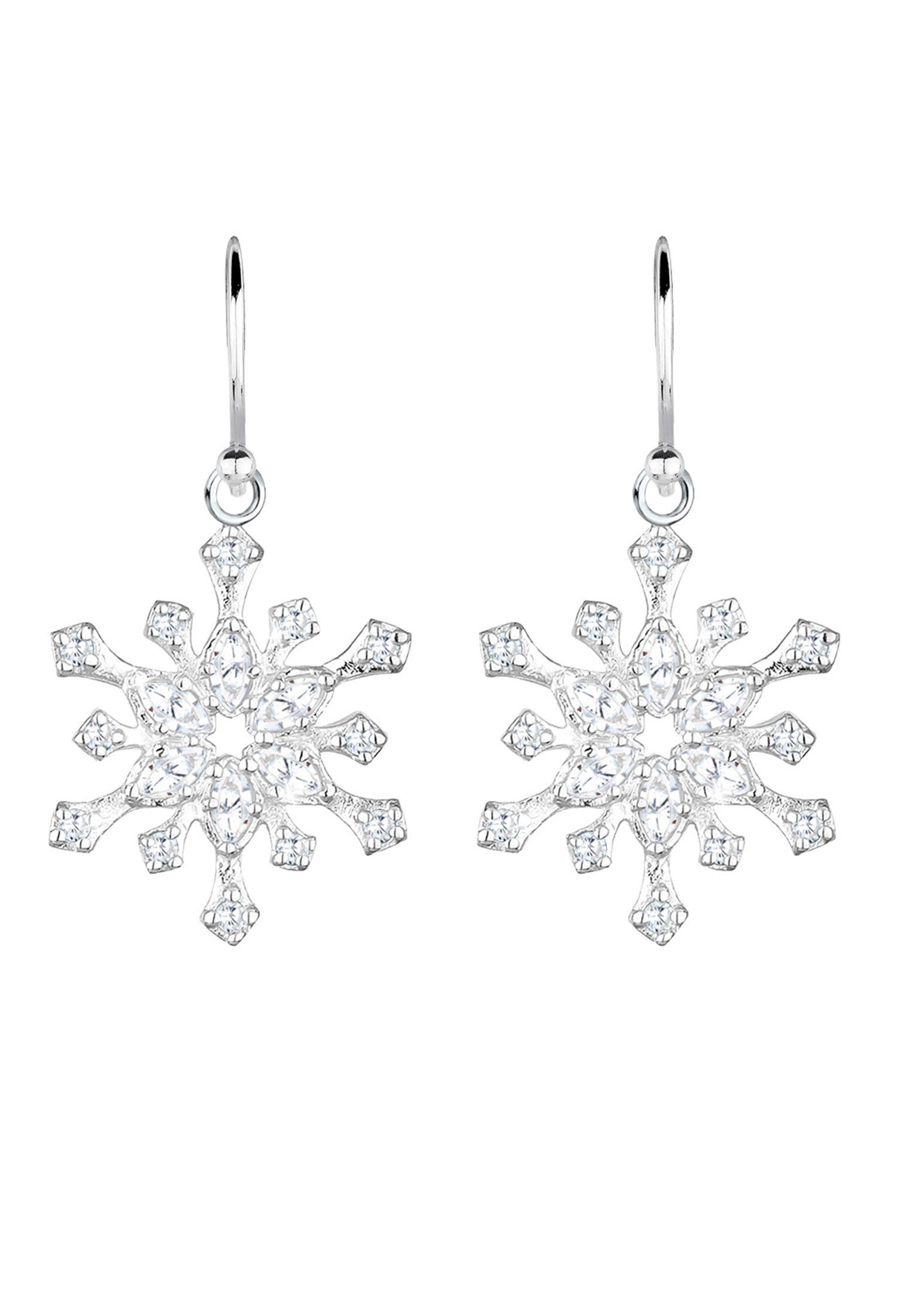 Elli Paar Ohrhänger »Ohrringe Schneeflocke Winter Zirkonia 925 Silber«