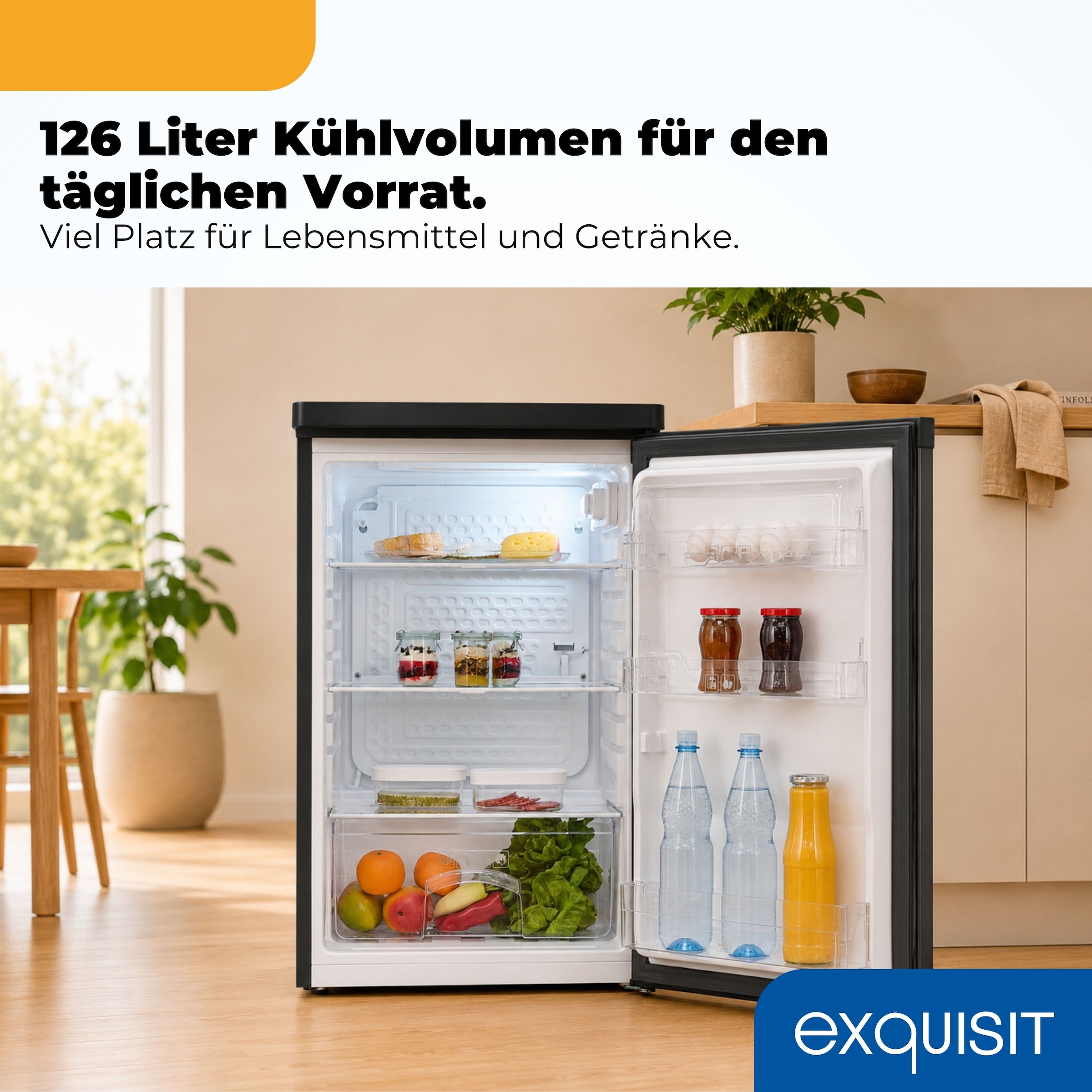 exquisit Kühlschrank »KS16-V-040C inoxlook-az« 85 cm hoch 55 cm breit Helles LED-Licht für optimale Innenraumbeleuchtung