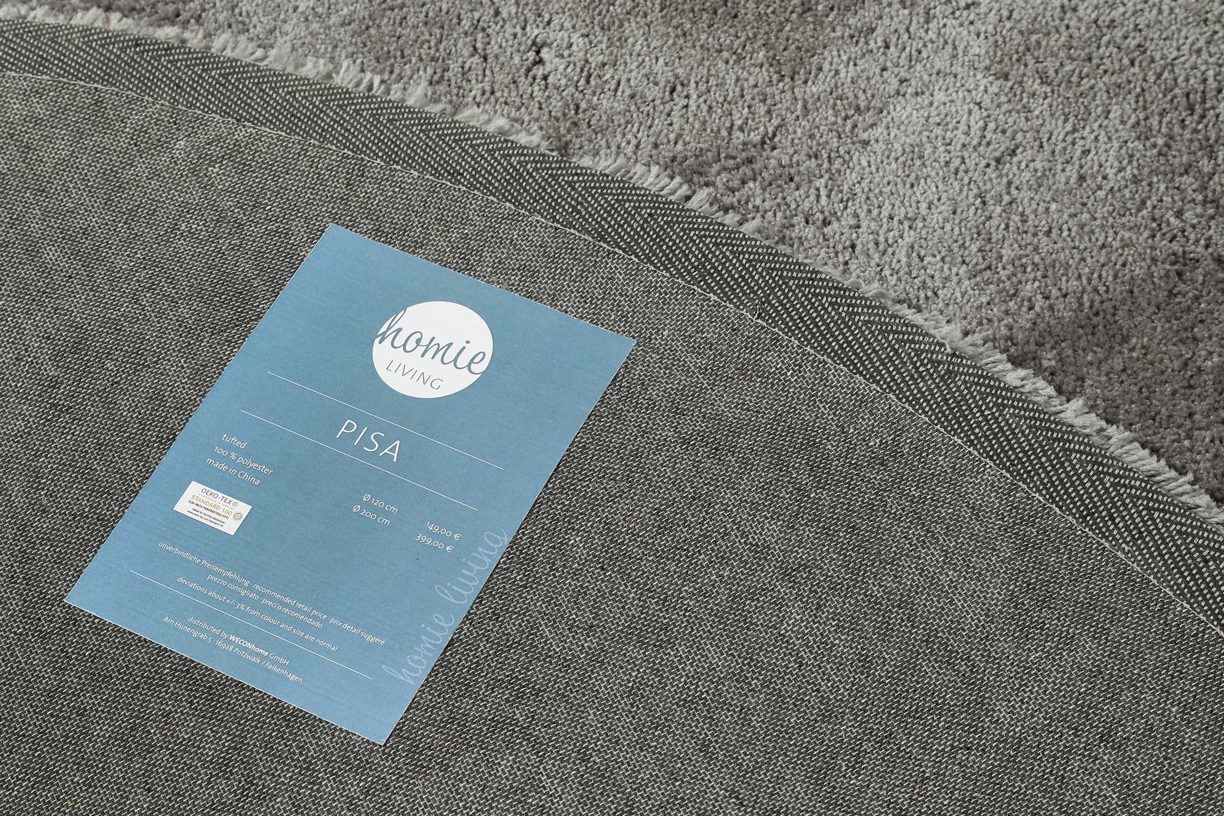 Homie Living Teppich »Pisa«, rund, 25 mm Höhe, Hochflor, Microfaser, uni, weich, Shaggy, Wohnzimmer, Schlafzimmer