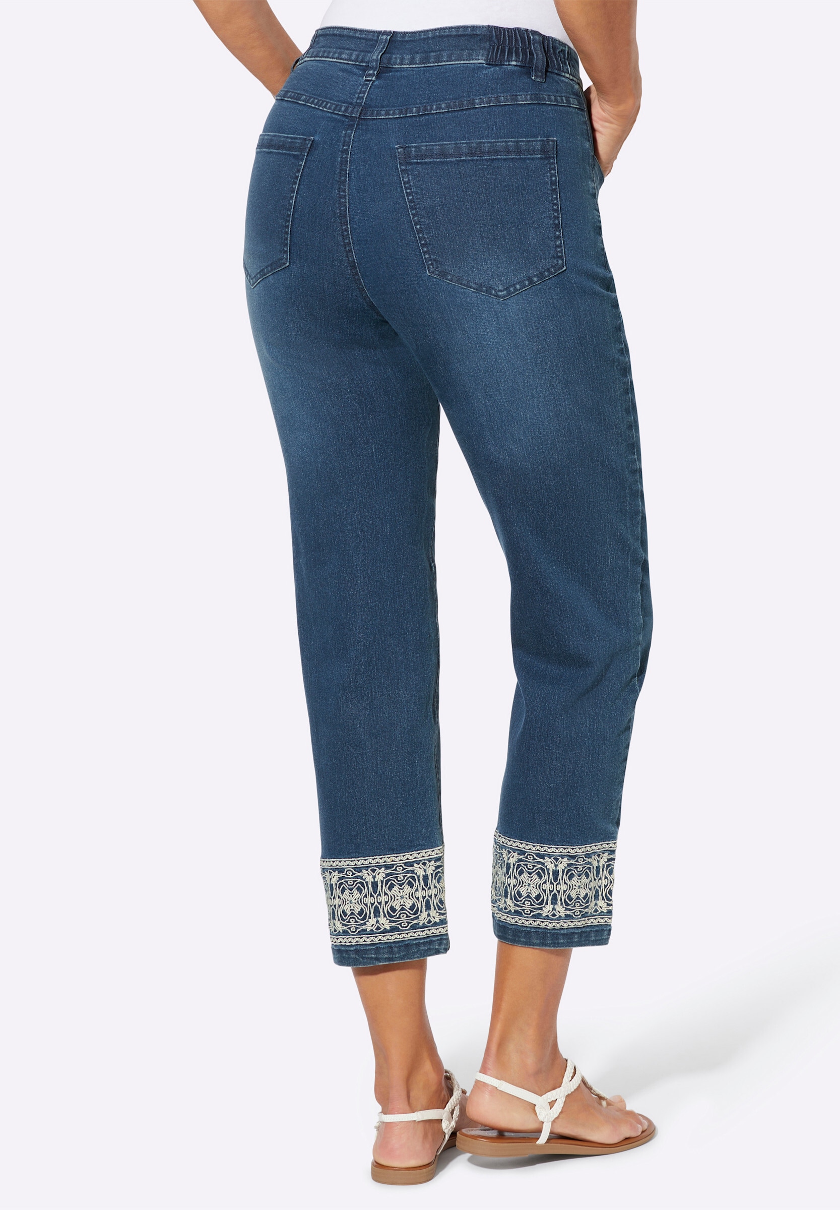 Sieh an! Jeansshorts »7/8-Jeans 7/8-Jeans mit Stickerei am Saum«