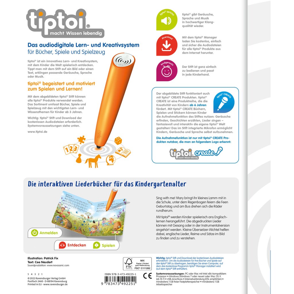 Ravensburger Buch »tiptoi® Meine schönsten englischen Kinderlieder«