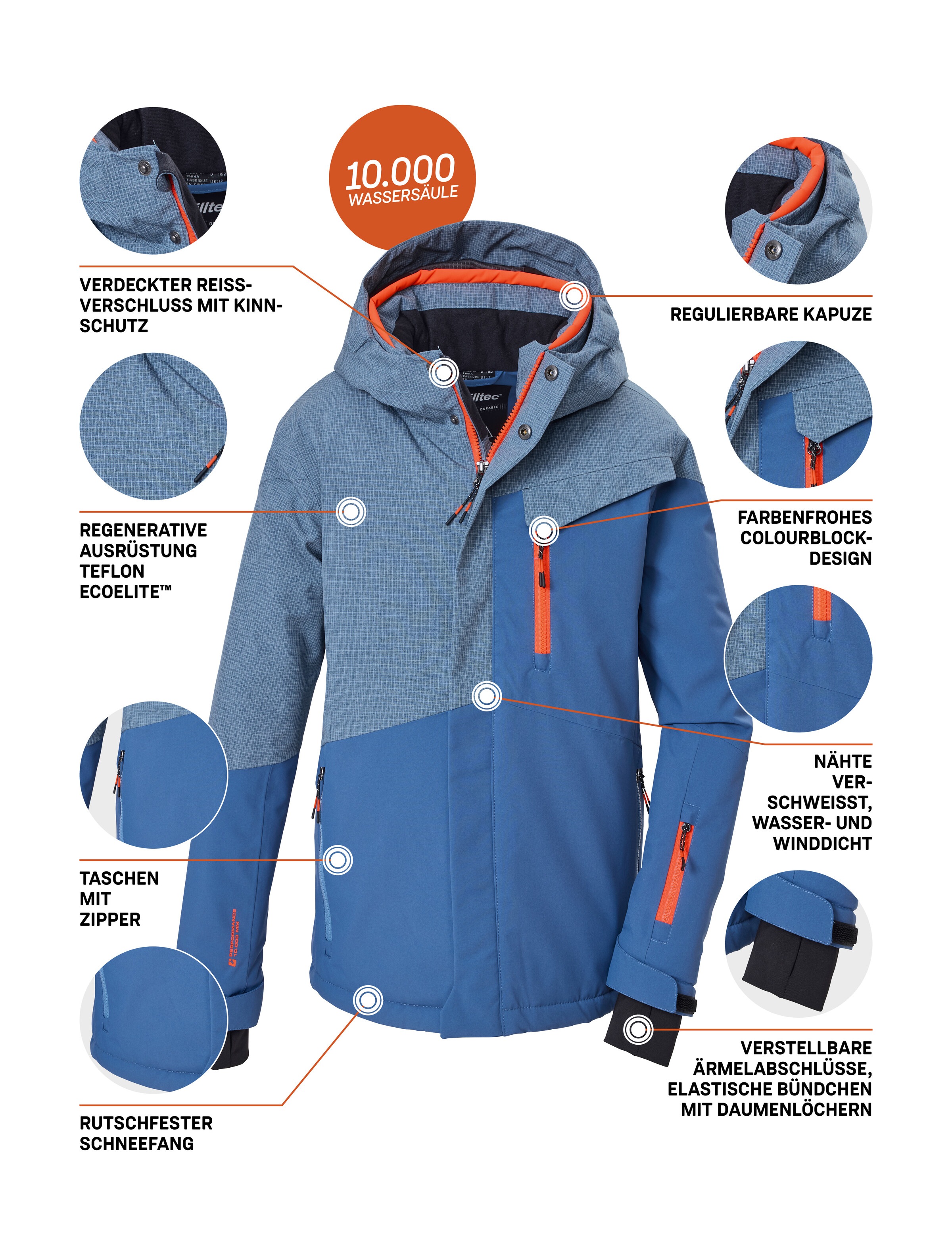 Killtec Skijacke »KSW 211 BYS SKI JCKT« Wind- und wasserdichte Skijacke mit verstellbarer Kapuze