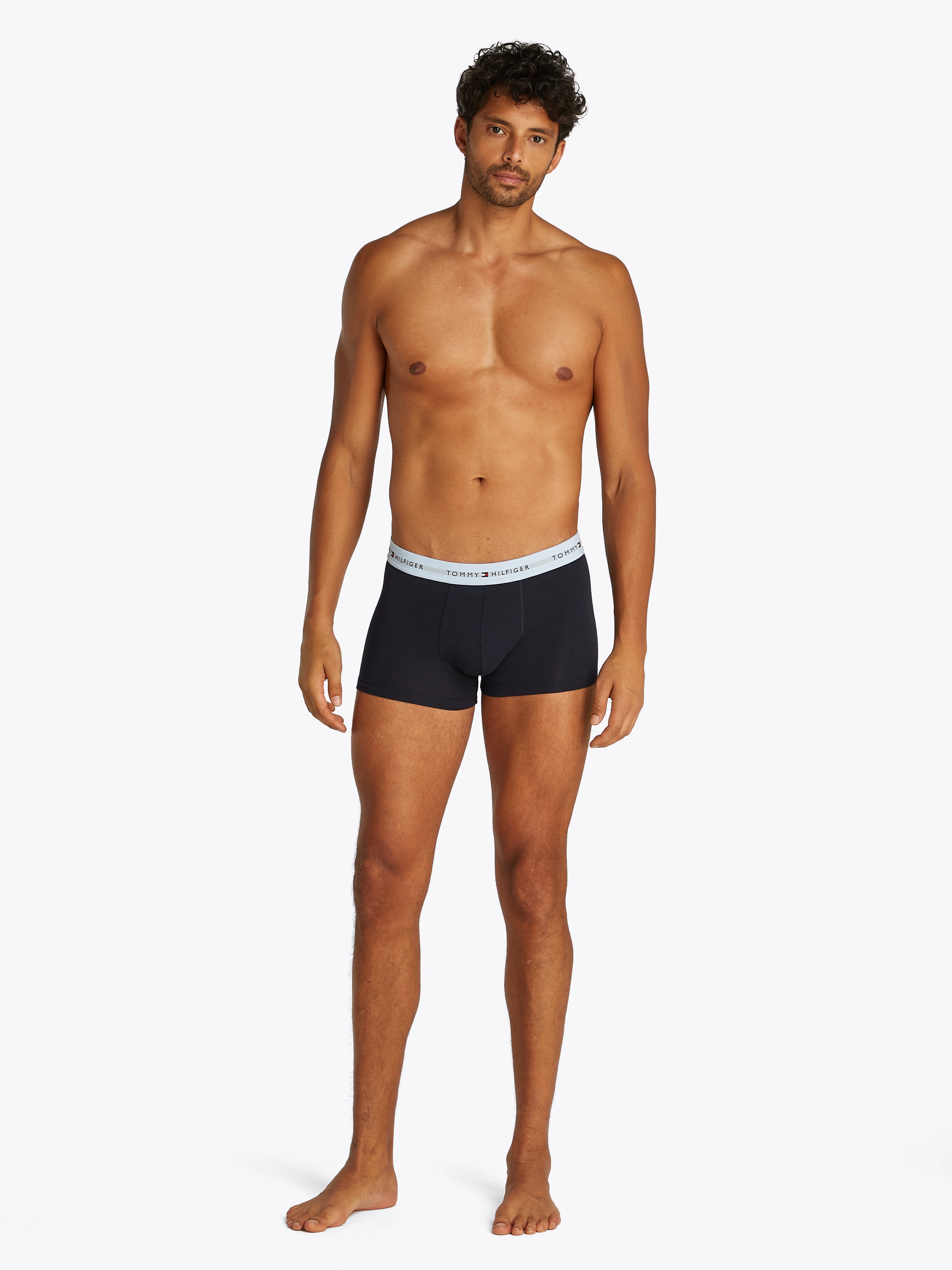 Tommy Hilfiger Underwear Boxer »TRUNK 3 PACK«, (3 St.), mit kontrastfarbenem Logobund