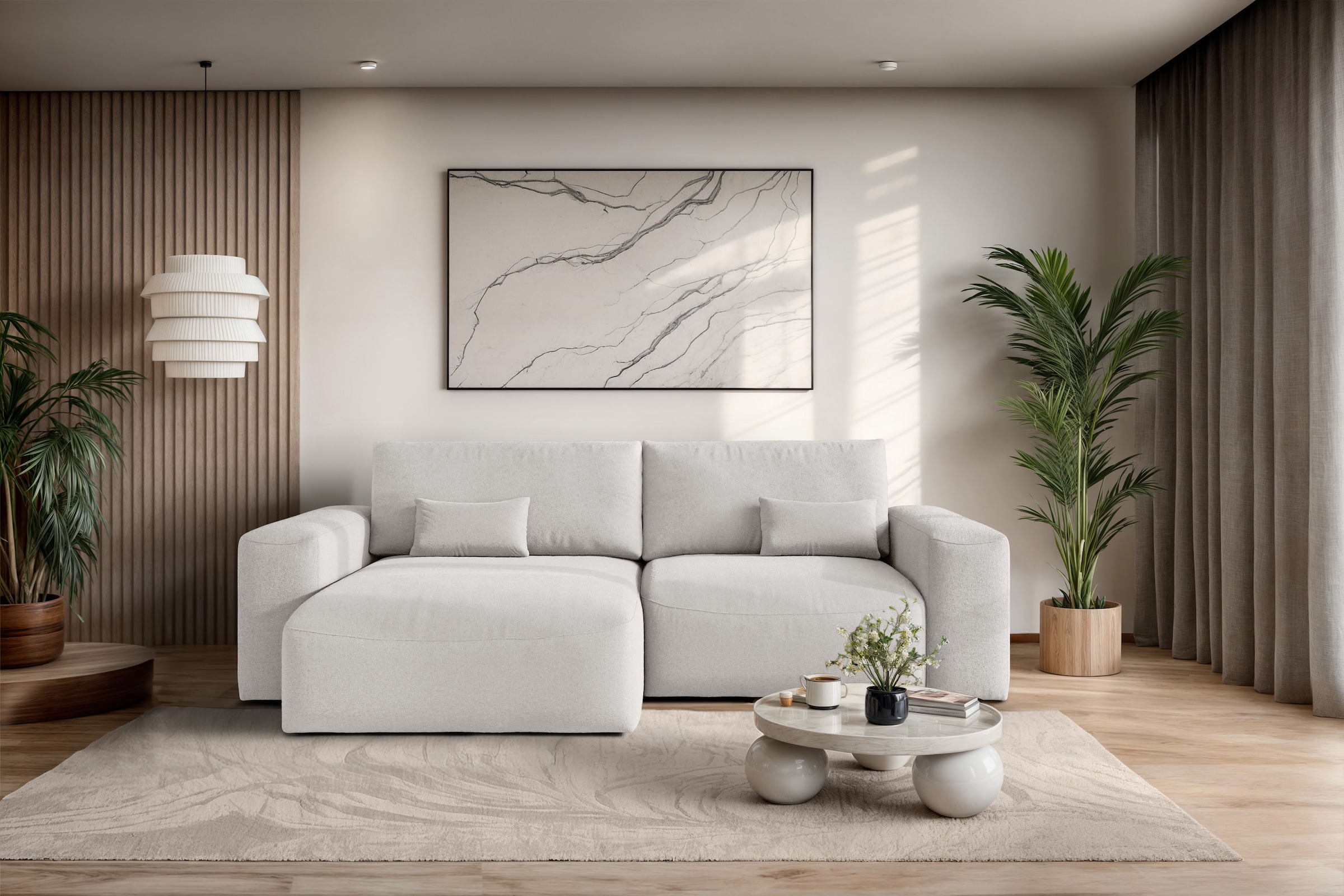 OTTO home Ecksofa »MATTS Schlafsofa mit Bettkasten, Maße B/T/H: 265/159/89 cm« L-Form mit Recamiere rechts oder links, hoher Sitzkomfort