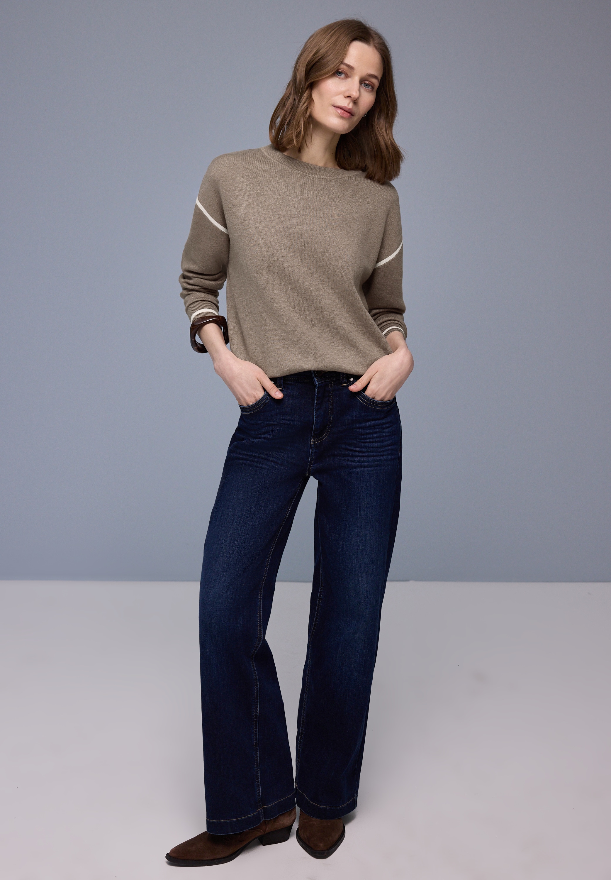 STREET ONE Strickpullover mit Kontrastdetails