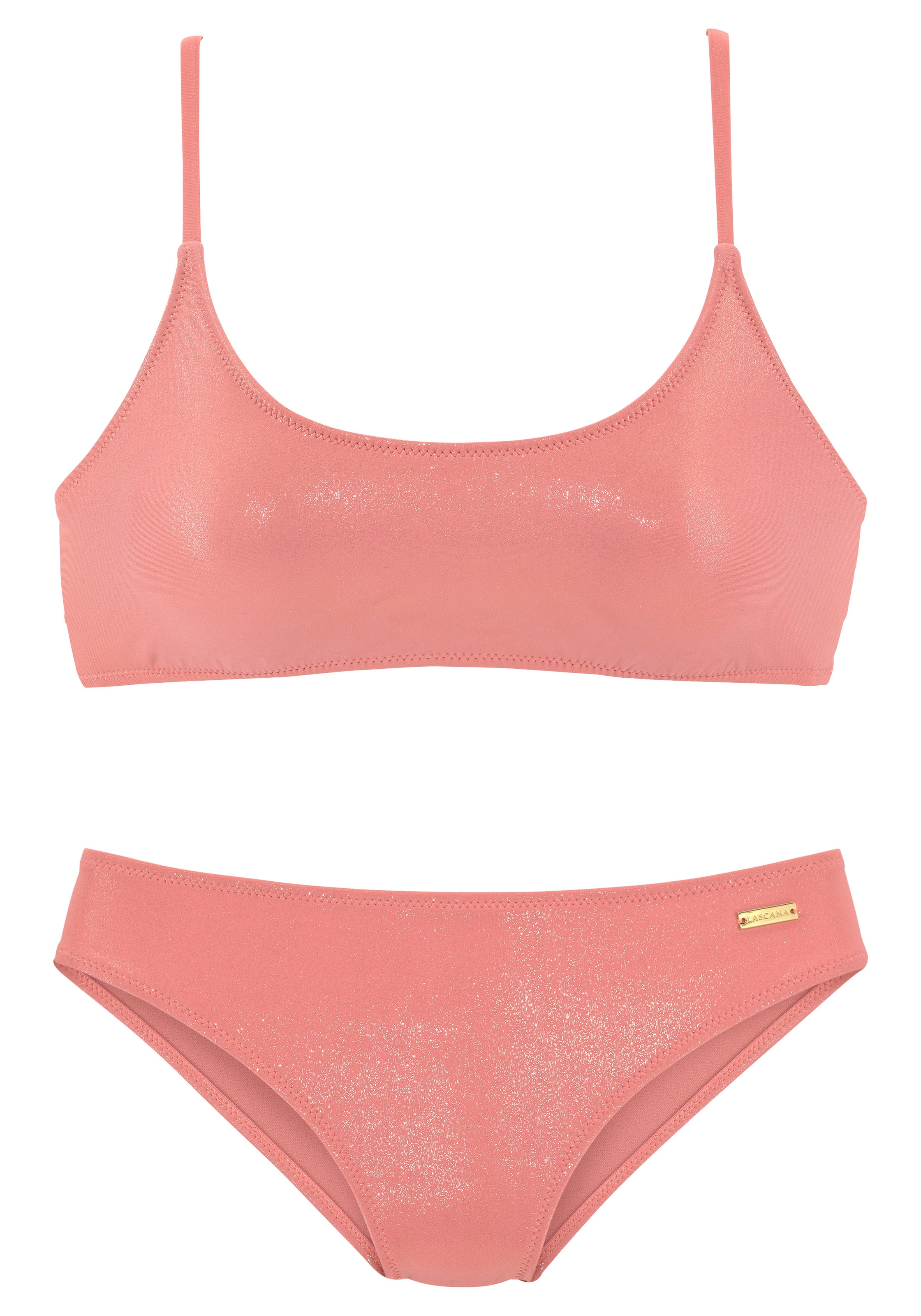 LASCANA Bustier-Bikini, mit goldfarbener Glanzbeschichtung