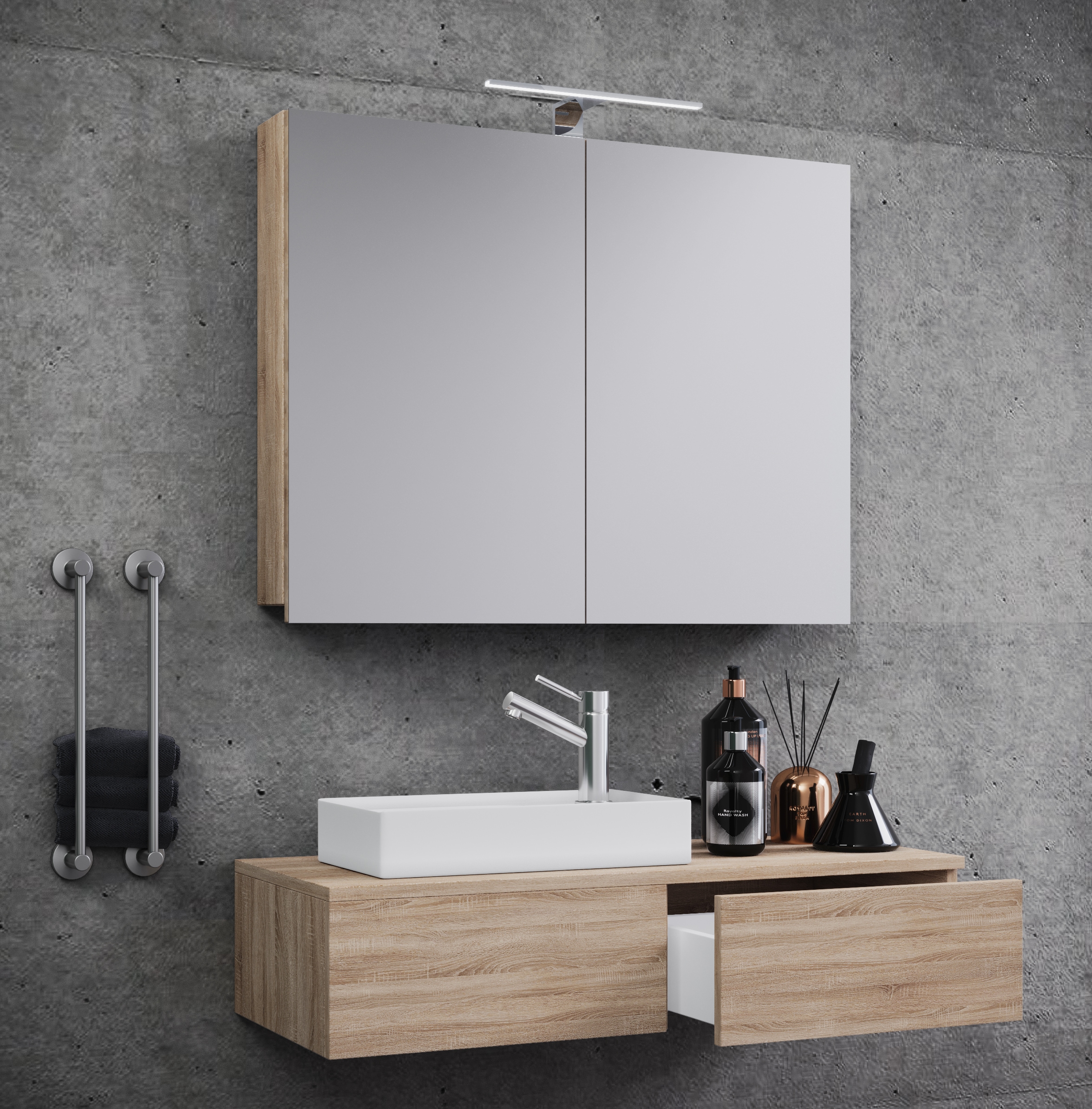 VCM Waschbeckenunterschrank »VCM 3-tlg Set | Waschplatz für Gäste WC | Gästebad | Waschtisch | Badezimmer Set - Gudas SC«, (3 St.)