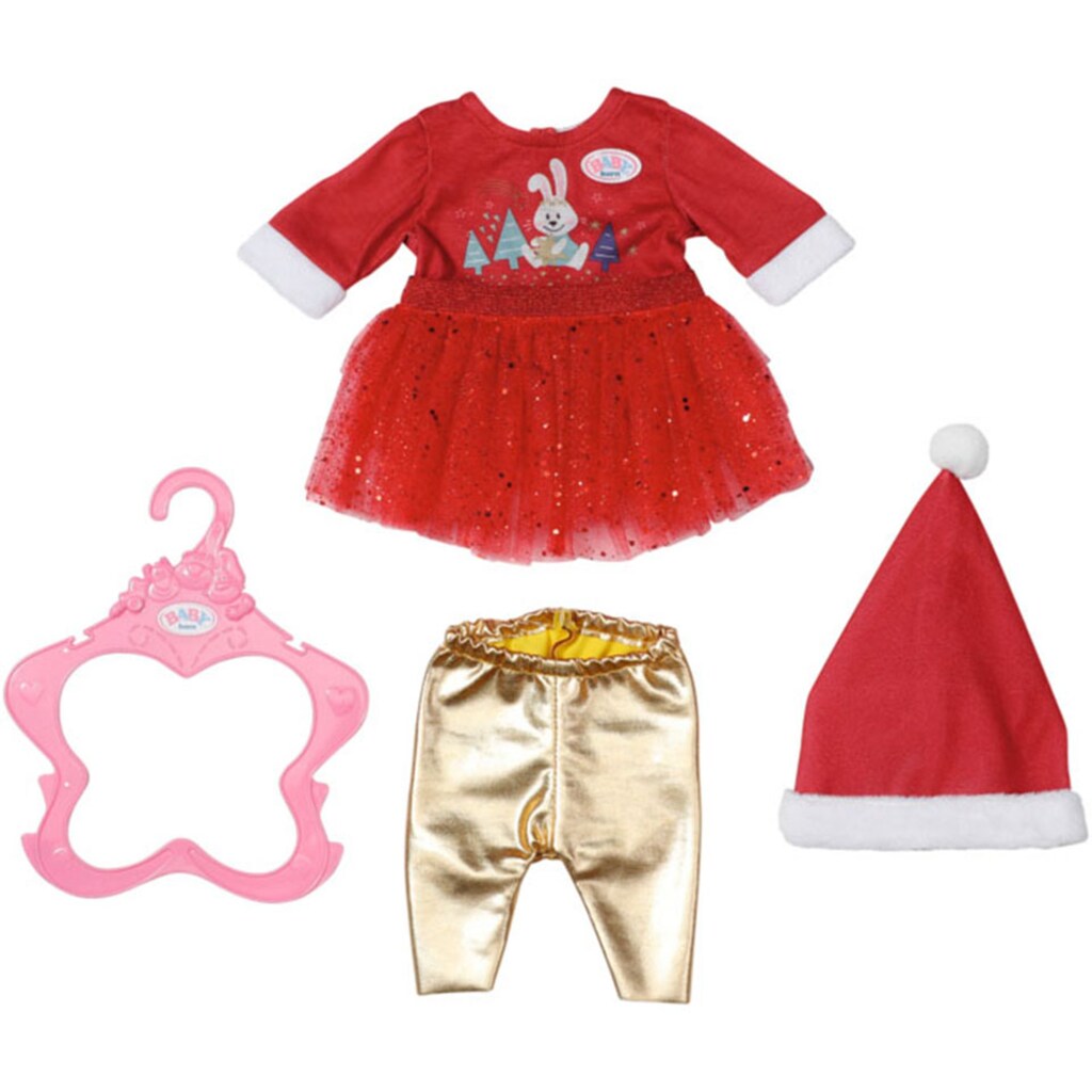 Baby Born Puppenkleidung »Weihnachtskleid, 43 cm«, (Set, 4 tlg.)