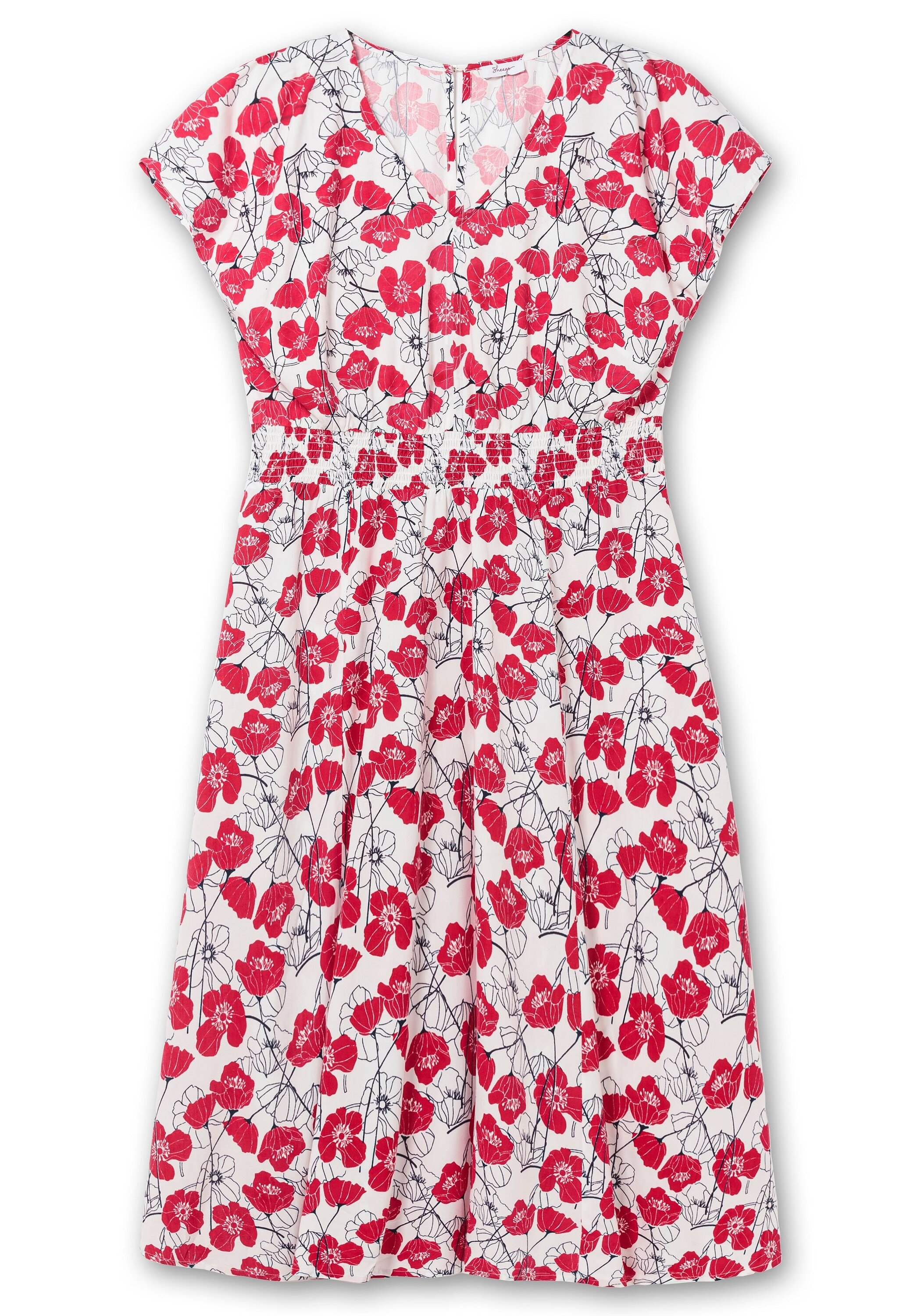 Sheego Druckkleid »Kleid mit Minimalprint und Smokbund«
