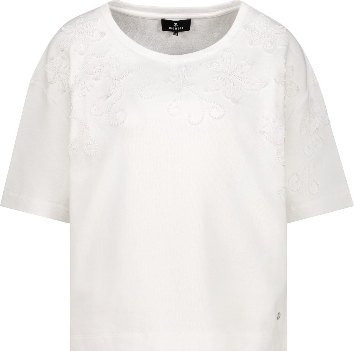 Monari Sweatshirt »Sweatshirt Perlenschmuck«, mit Blumenstickerei
