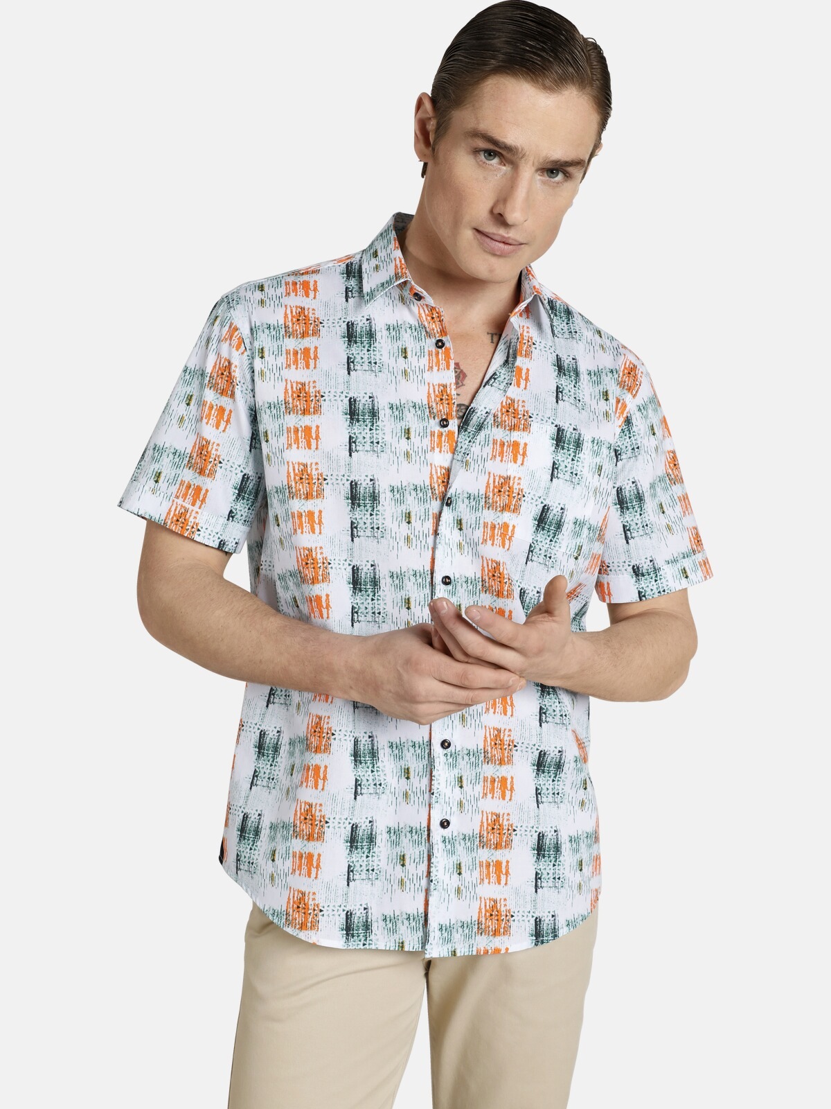 SHIRTMASTER Kurzarmhemd »icouldbeart«, Baumwollhemd aus Cotton Satin