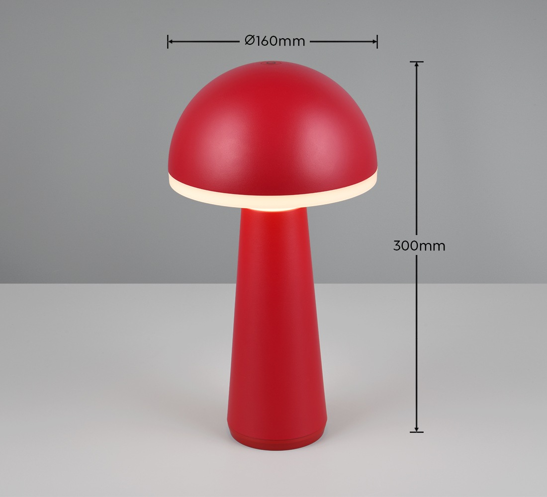 REALITY Leuchten LED Außen-Tischleuchte »FUNGO«, 1 flammig, Leuchtmittel LED-Board | LED fest integriert, Outdoor Akku Tischlampe inkl Ladestation USB-C, Lichtfarbe einstellbar