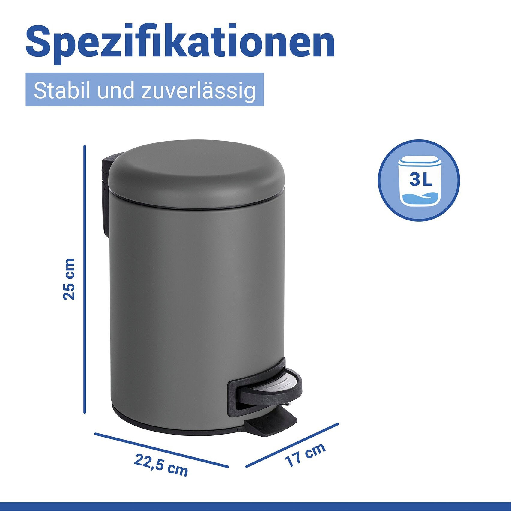 WENKO Kosmetikeimer »Leman« 3 Liter, BxTxH: 17x25x22,5 cm