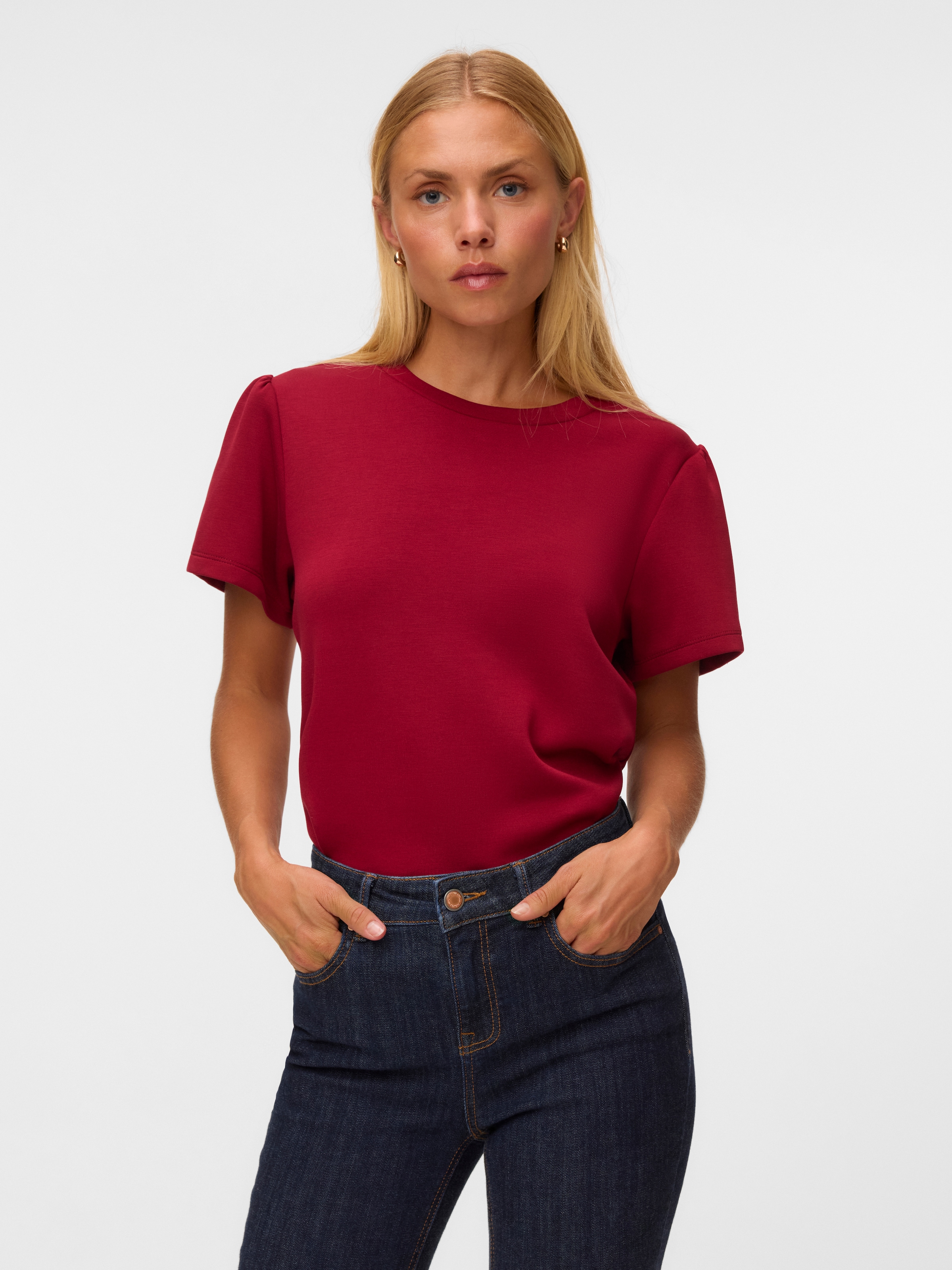 Vero Moda Kurzarmshirt »VMELLA SS O-NCK TOP JRS« Viskosemischung, regular fit