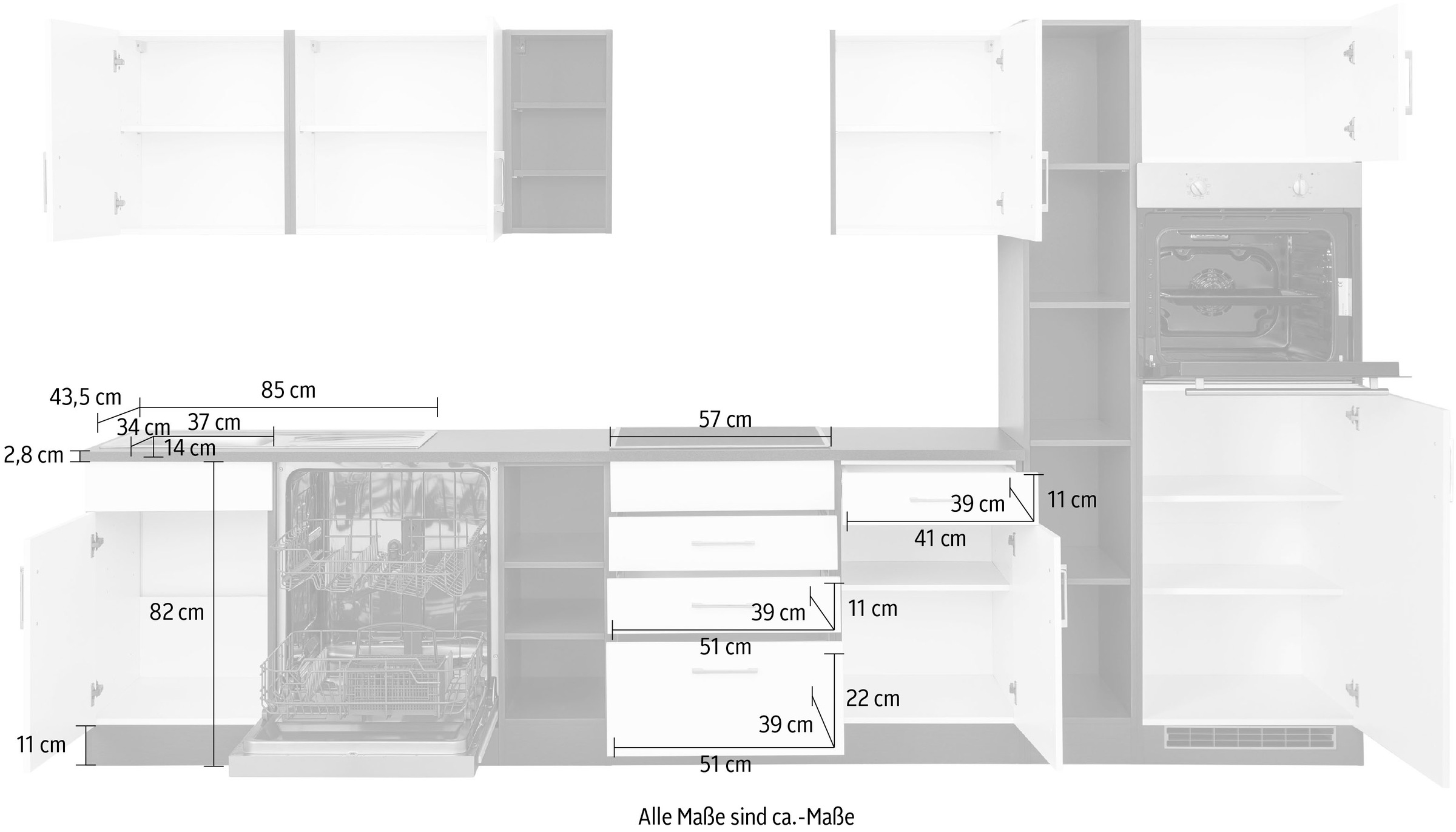 KOCHSTATION Küchenzeile »KS-Paris – Küchen mit einzigartigen Fotomotiven auf den Fronten« Breite 340 cm, wahlweise mit E-Geräten und Induktion