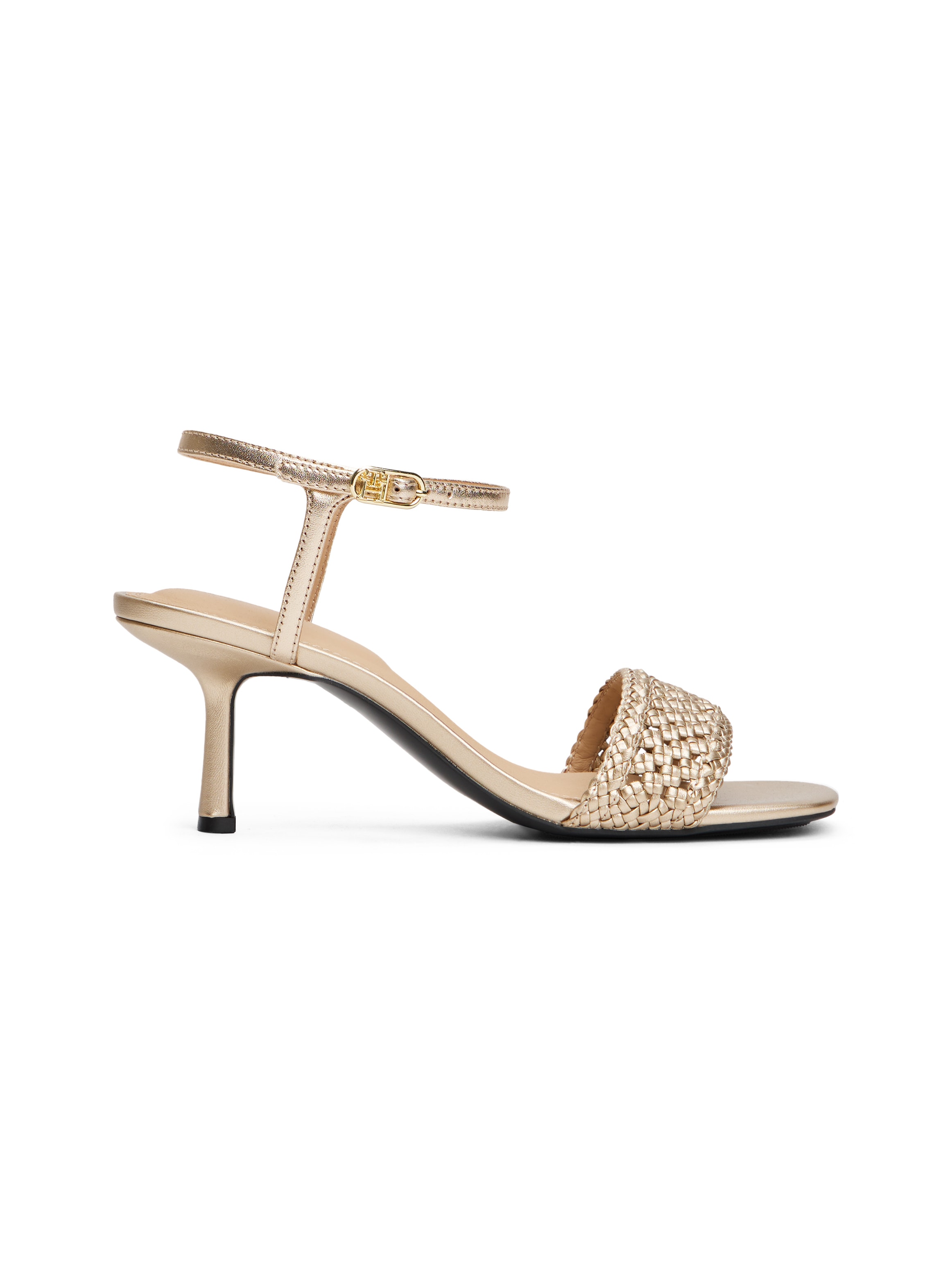 Tommy Hilfiger Sandalette »METALLIC LTHR KITTEN SANDAL«, Stilettoabsatz, Festtagsschuh, Abendschuh mit Bandage in Flechtoptik