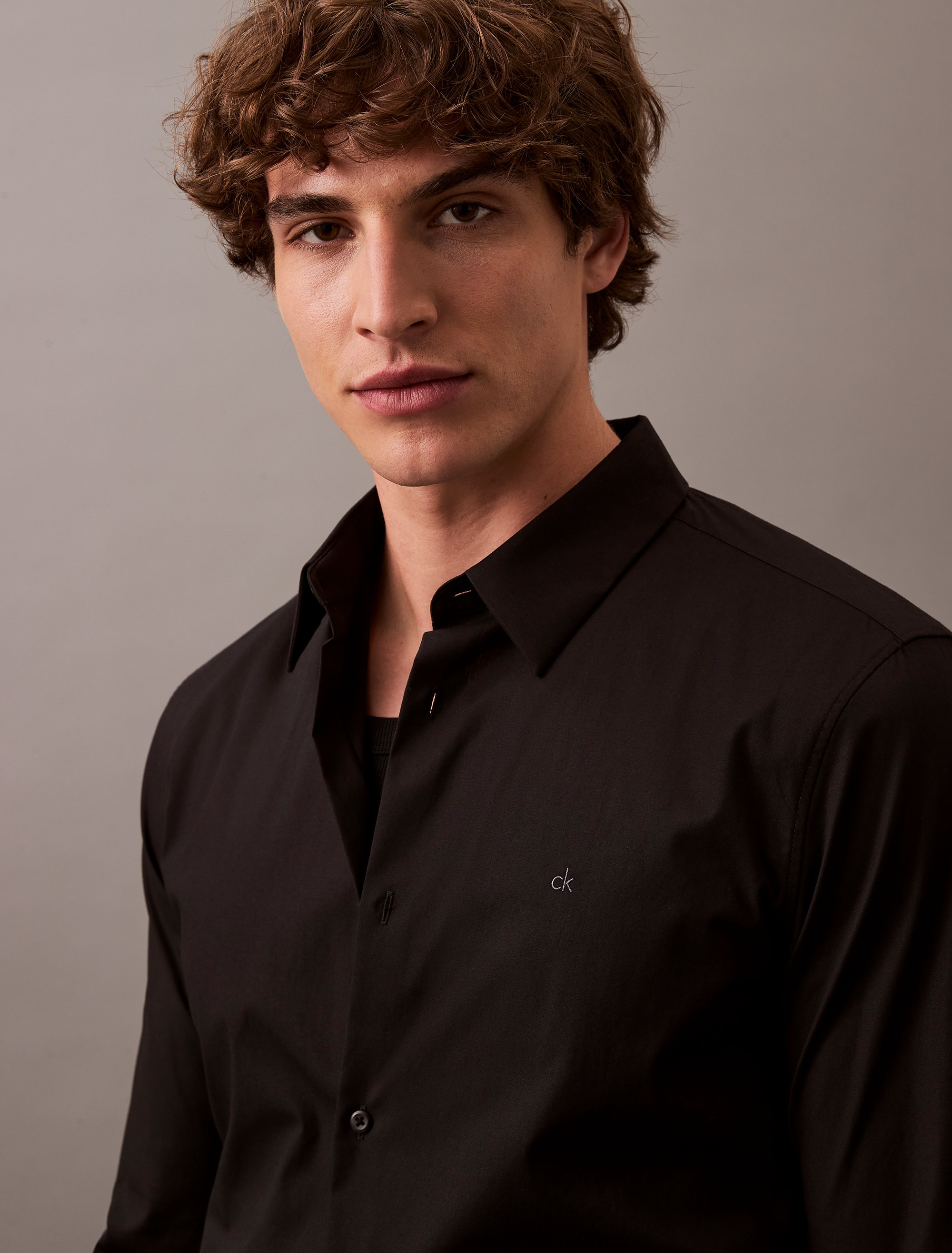 Calvin Klein Langarmhemd »LONG SLEEVE SOLID STRETCH SLIM SHIRT«, in Unifarbe