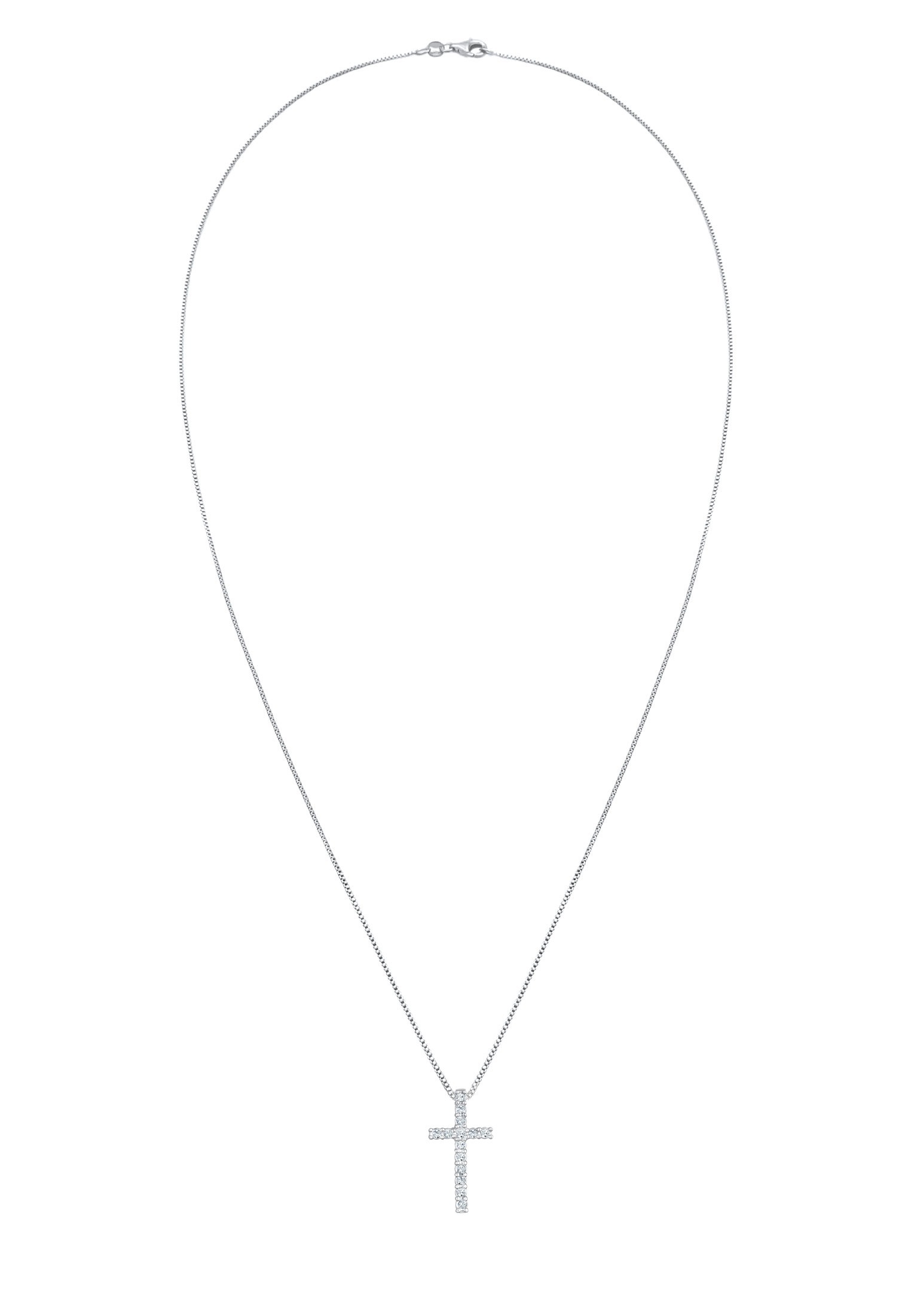 Kuzzoi Lange Kette »Halskette Kreuz Kristalle Religion 925 Silber«