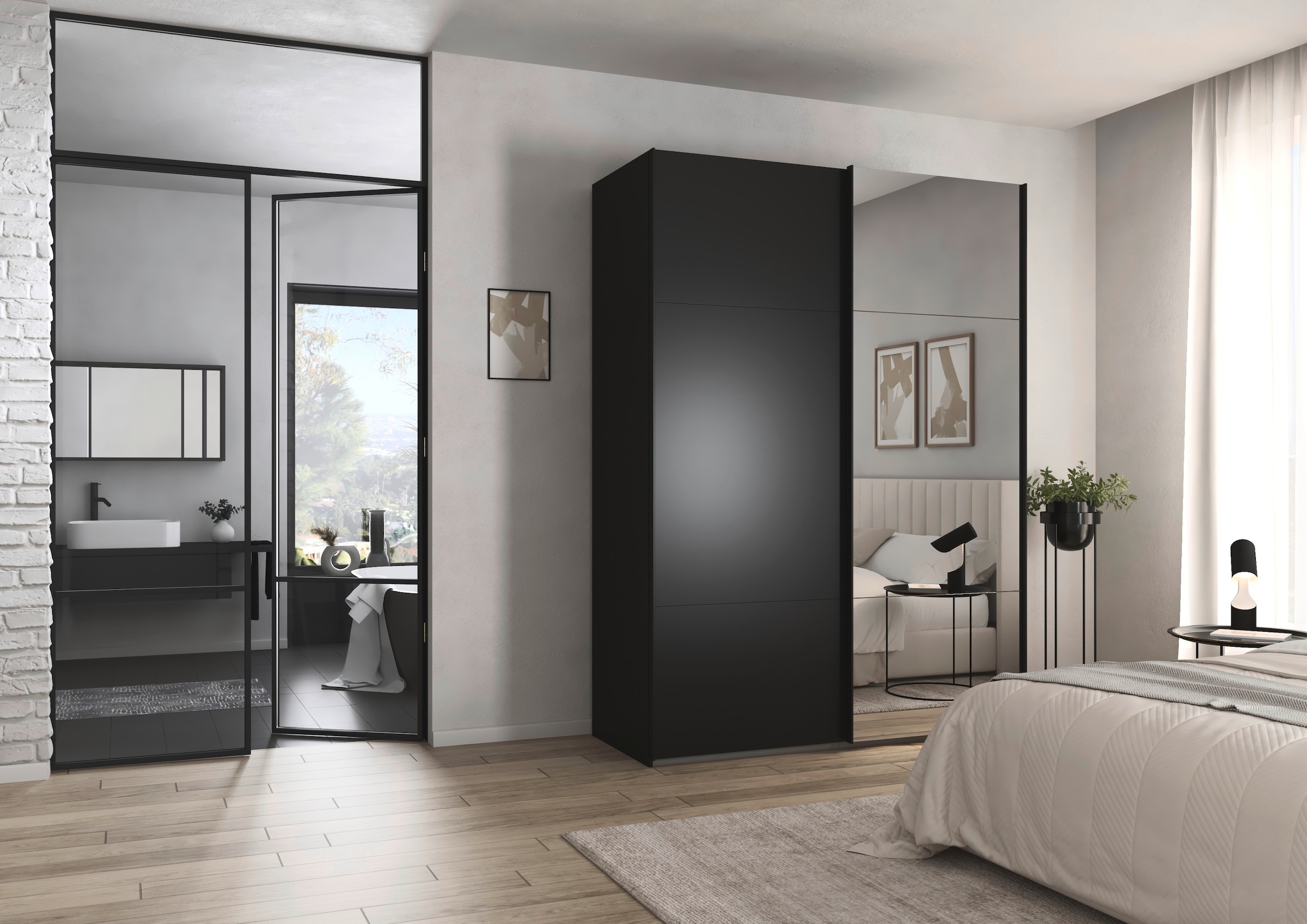 rauch Schwebetürenschrank »Kleiderschrank Schrank Garderobe Schlafzimmerschrank CONTIDO« 3 verschiedene Ausstattungen BASIC/CLASSIC/PREMIUM (inkl. SOFT-CLOSE),  aus hochwertigem Material in 6 Breiten 2 Griff-Farben MADE IN GERMANY