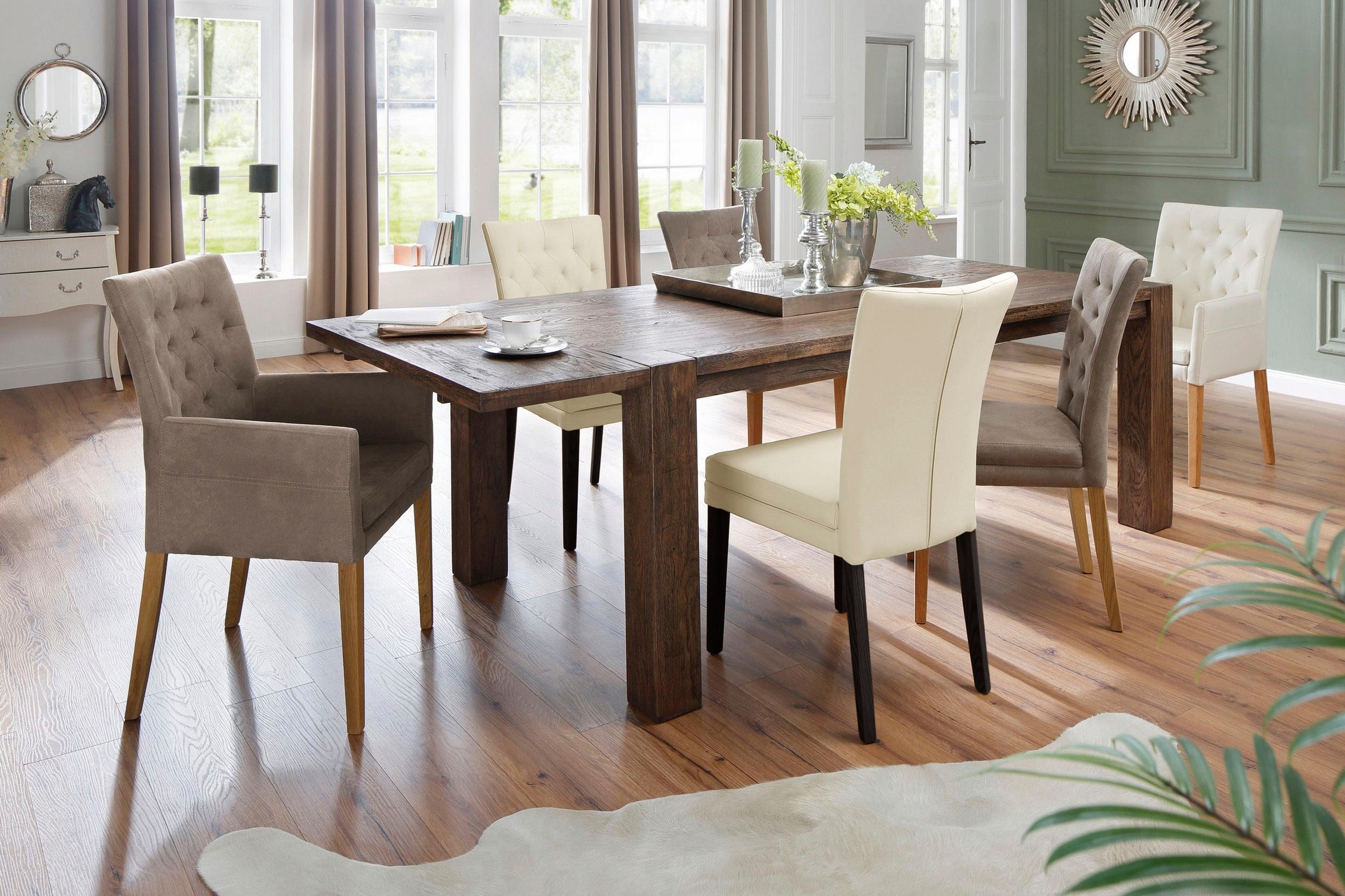Home affaire 4-Fußstuhl »Colorado«, (Set), 6 St., Kunstleder, Beine aus Buche, wengefarben lackiert, Im 2er, 4er oder 6er-Set