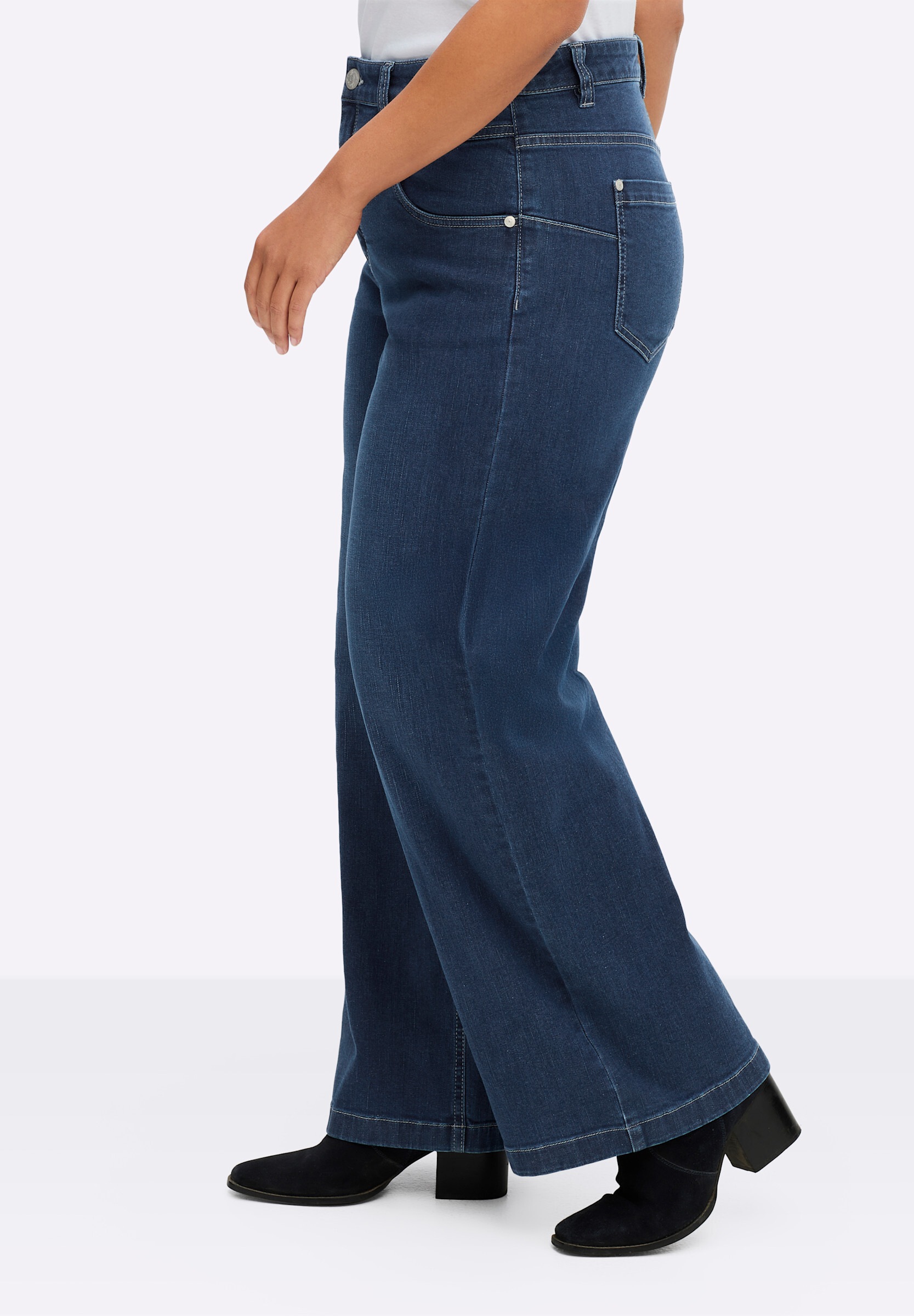 Sheego 5-Pocket-Jeans »Jeans Jeans mit weitem Bein und High-Waist-Bund«