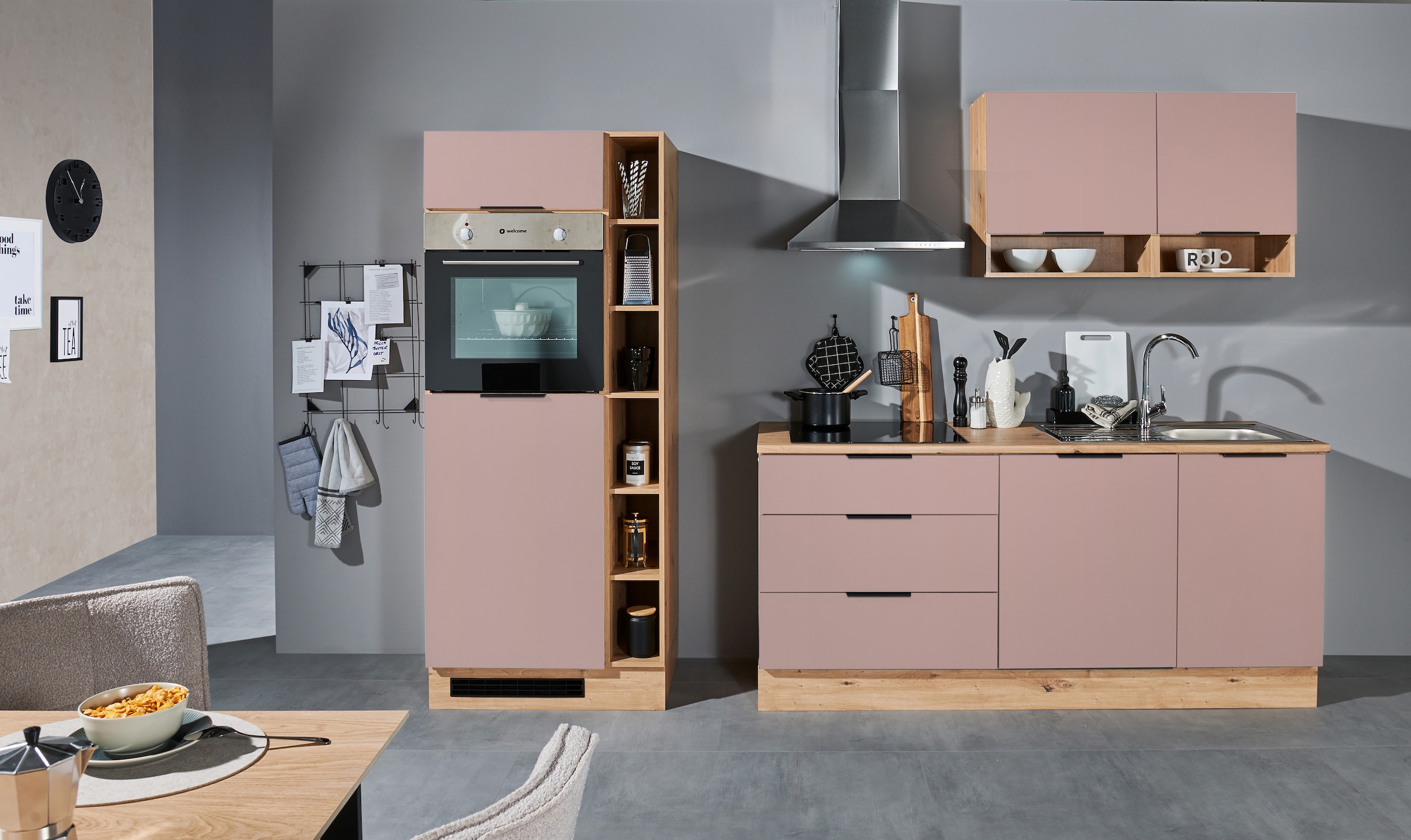 BASIC by Balculina Küchenzeile »Oskar B/H/T 270x211x60 cm« Breite 270cm, wahlweise mit E-Geräte, L/R montierbar