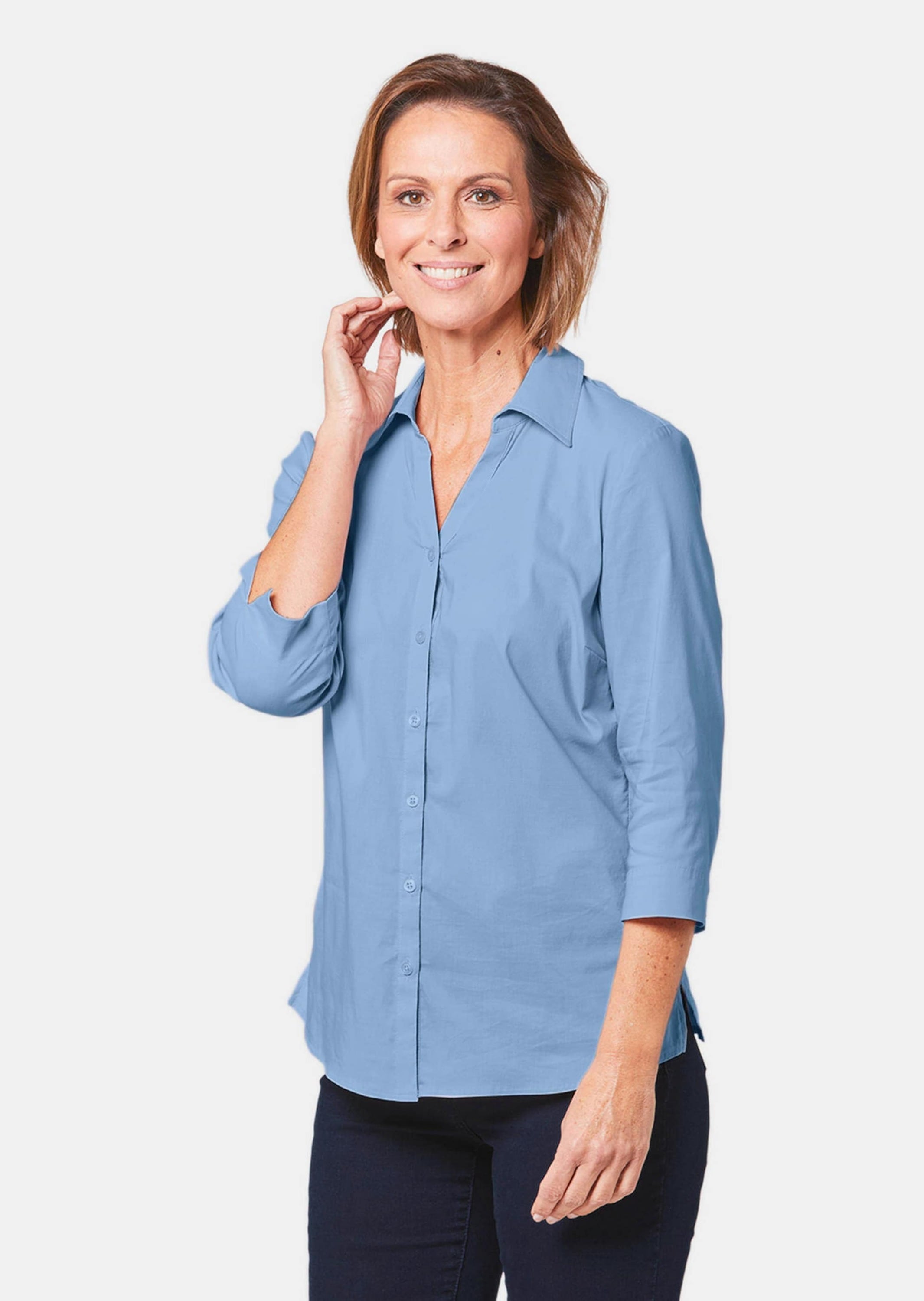 GOLDNER Hemdbluse »Kurzgröße Stretchbequeme Bluse mit Baumwolle«