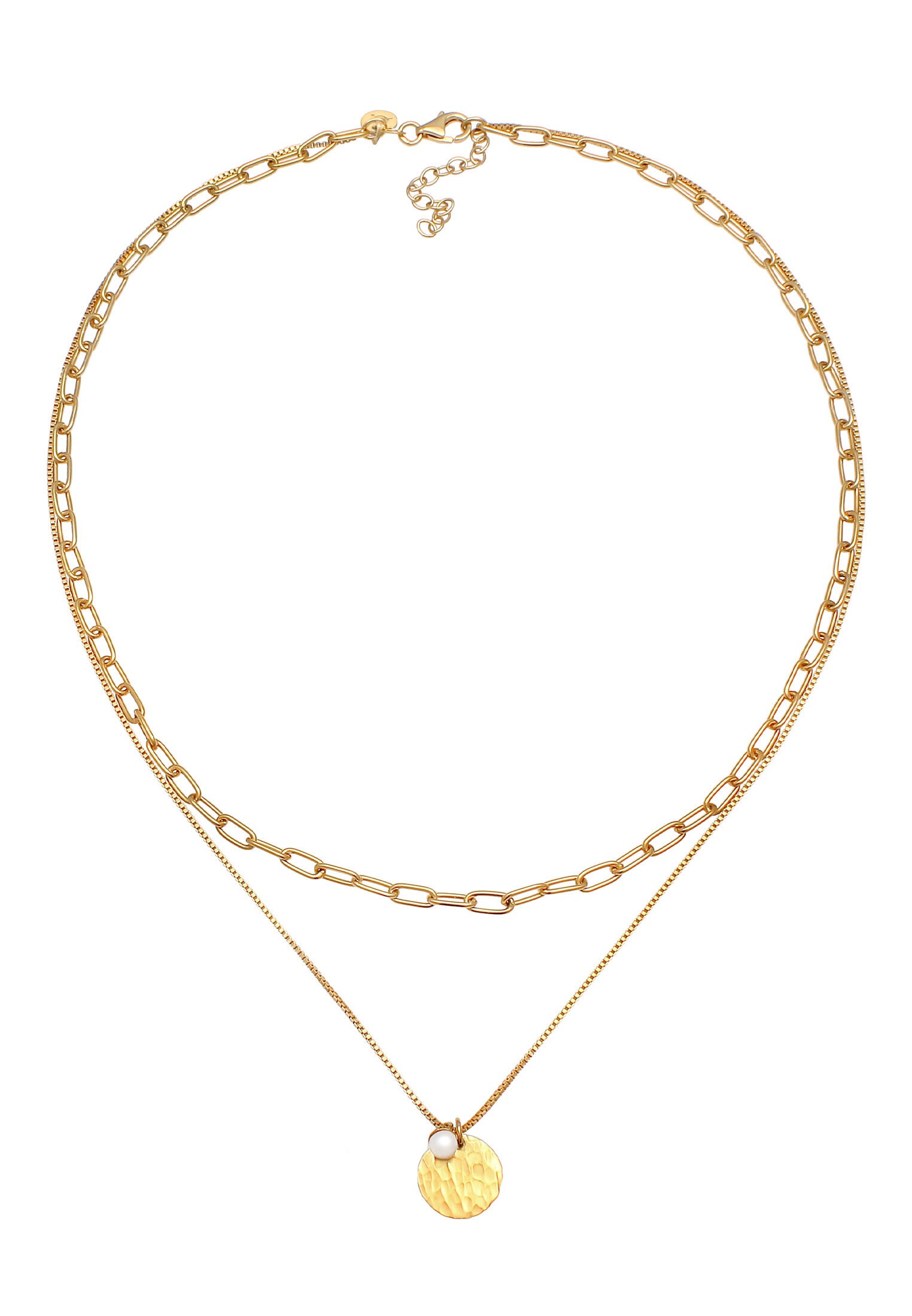 Elli Premium Silberkette »Halskette Layer Plättchen Layer Figaro 2-lagig 925 Silber«