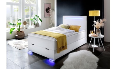 Polsterbett mit Bettkasten und LED-Beleuchtung