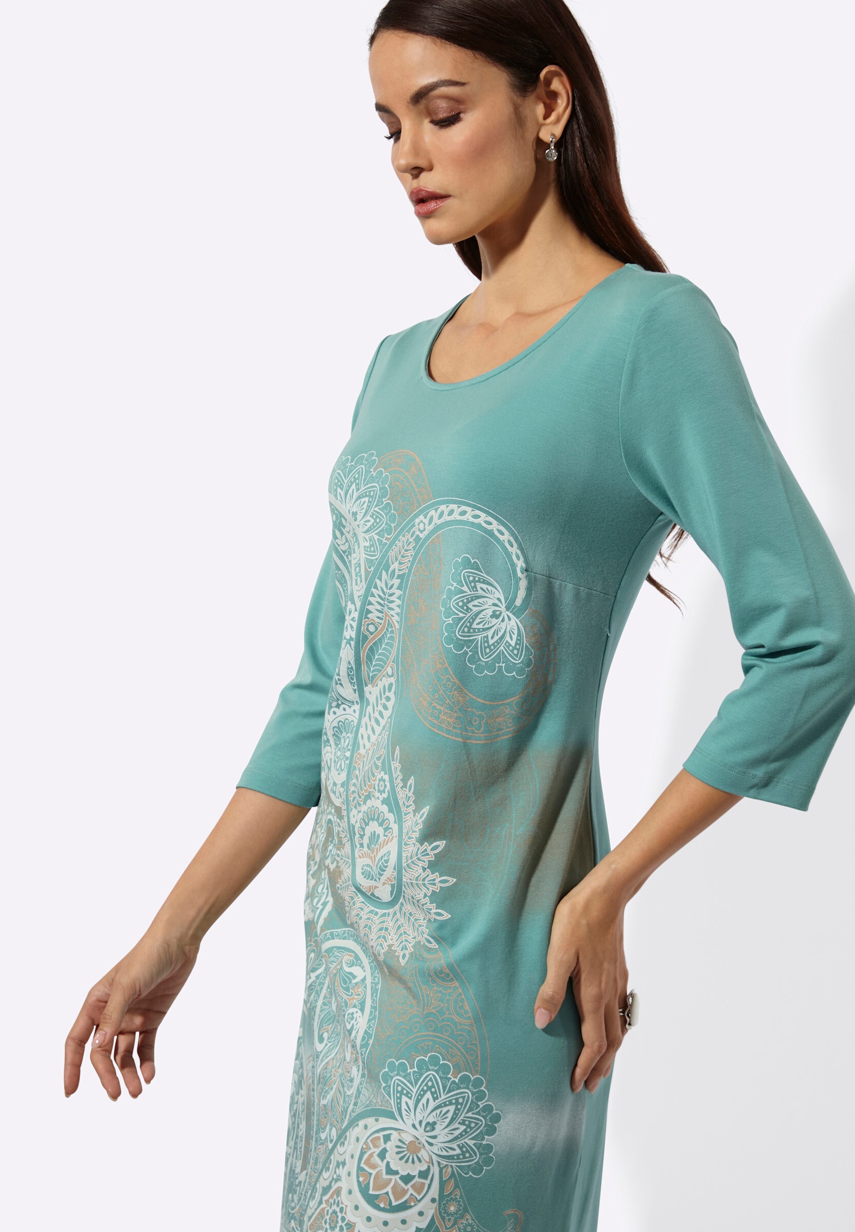 creation L Jerseykleid »Modal-Jerseykleid Jerseykleid mit einfarbigem Rückenteil« Ohne Taschen