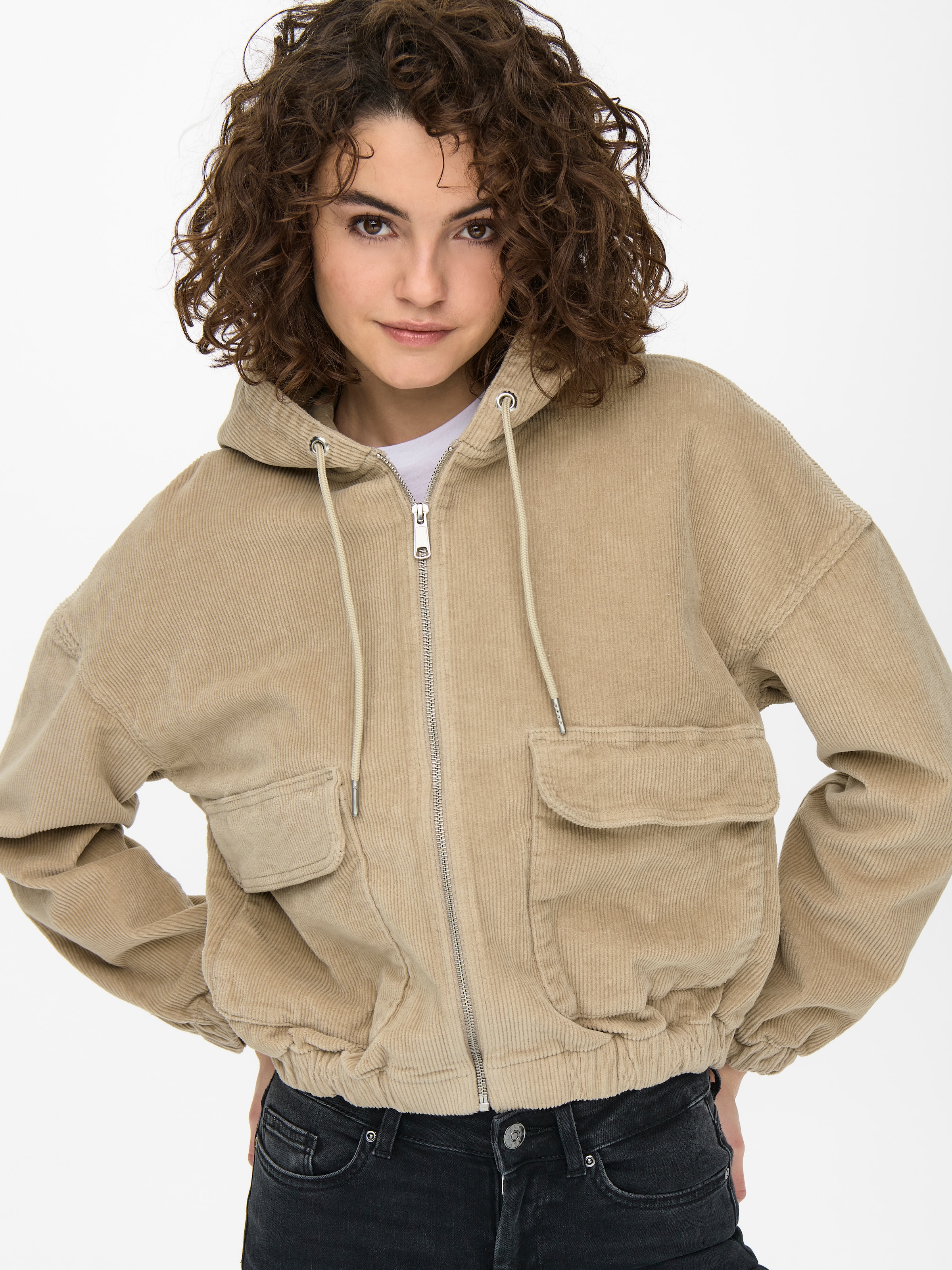 ONLY Cordjacke »ONLKENZIE L/S CORD JACKET PNT NOOS« mit Kapuze Baumwollmischung