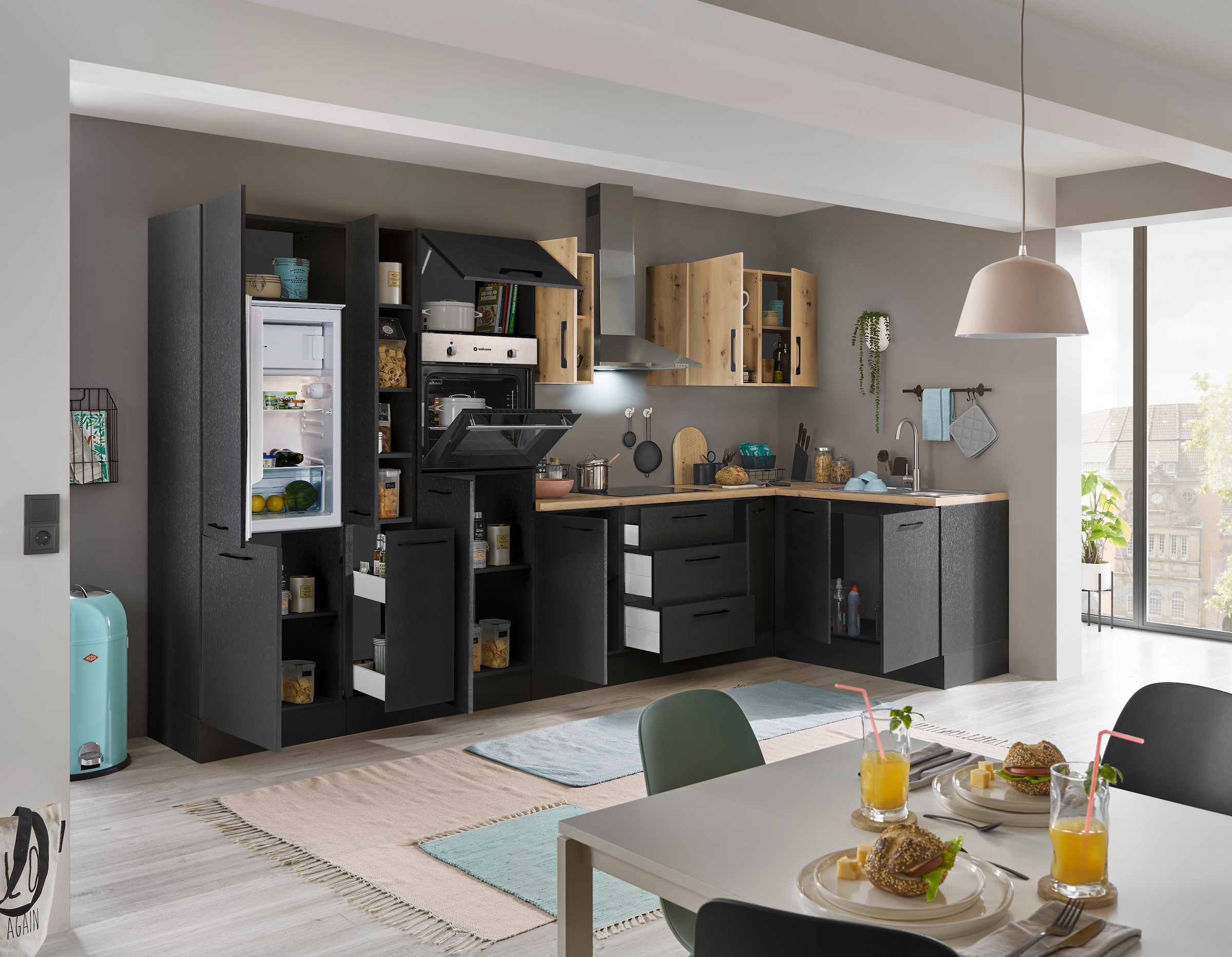 BASIC by Balculina Winkelküche »Turin« Stellbreite 360x175 cm, wahlweise mit E-Geräten